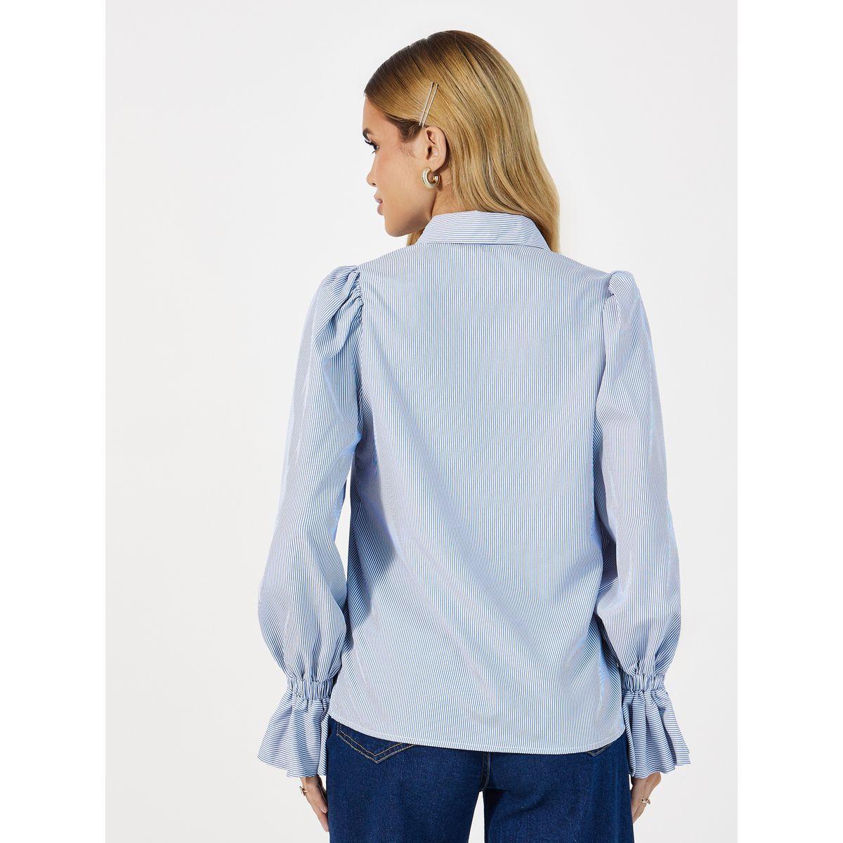 بلوزة مخططة بأكمام جرس مع أزرار-women-clothing-shirtsandblouses-shirts-image-4