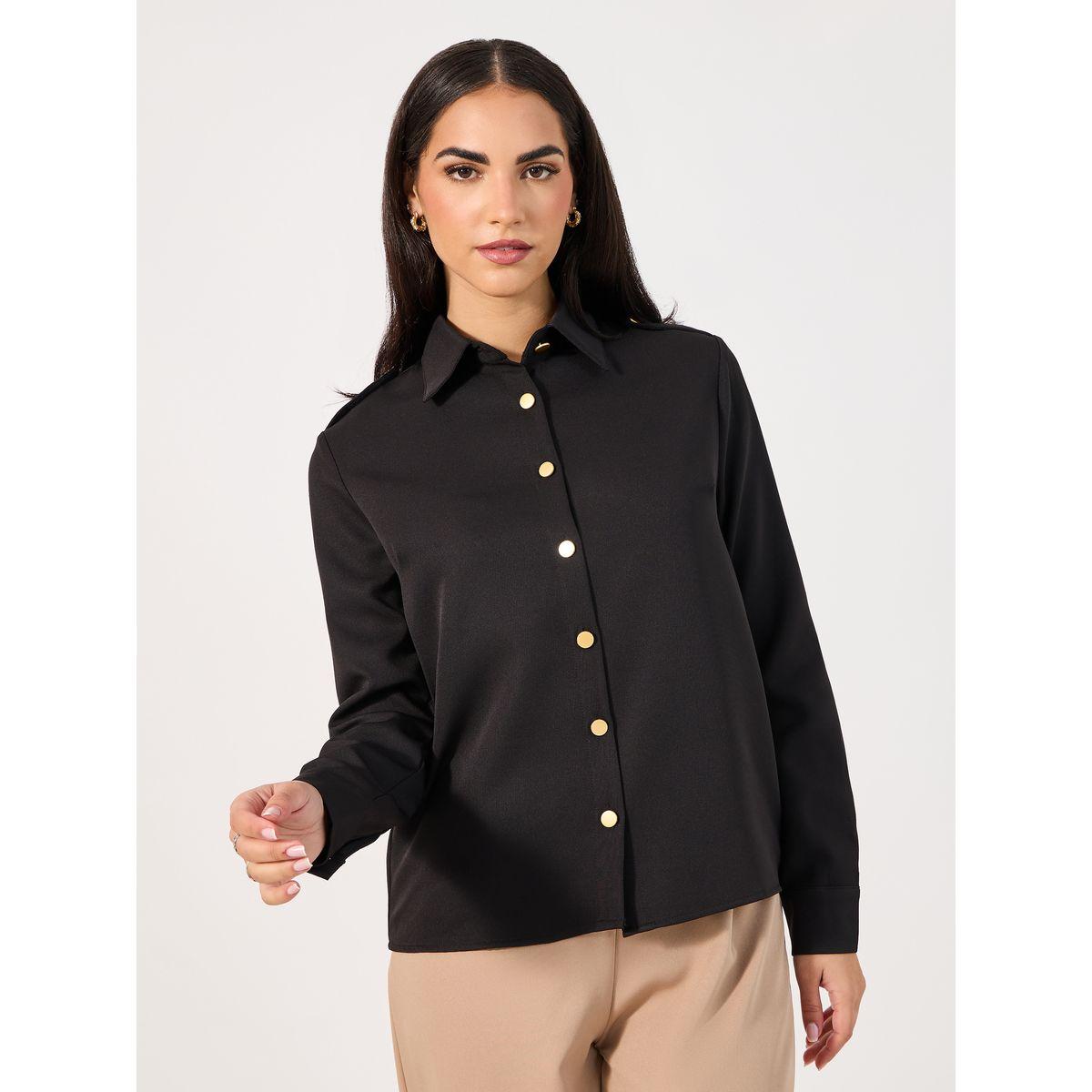 بلوزة بقصة سائبة وأزرار غلق-women-clothing-shirtsandblouses-shirts-image-1