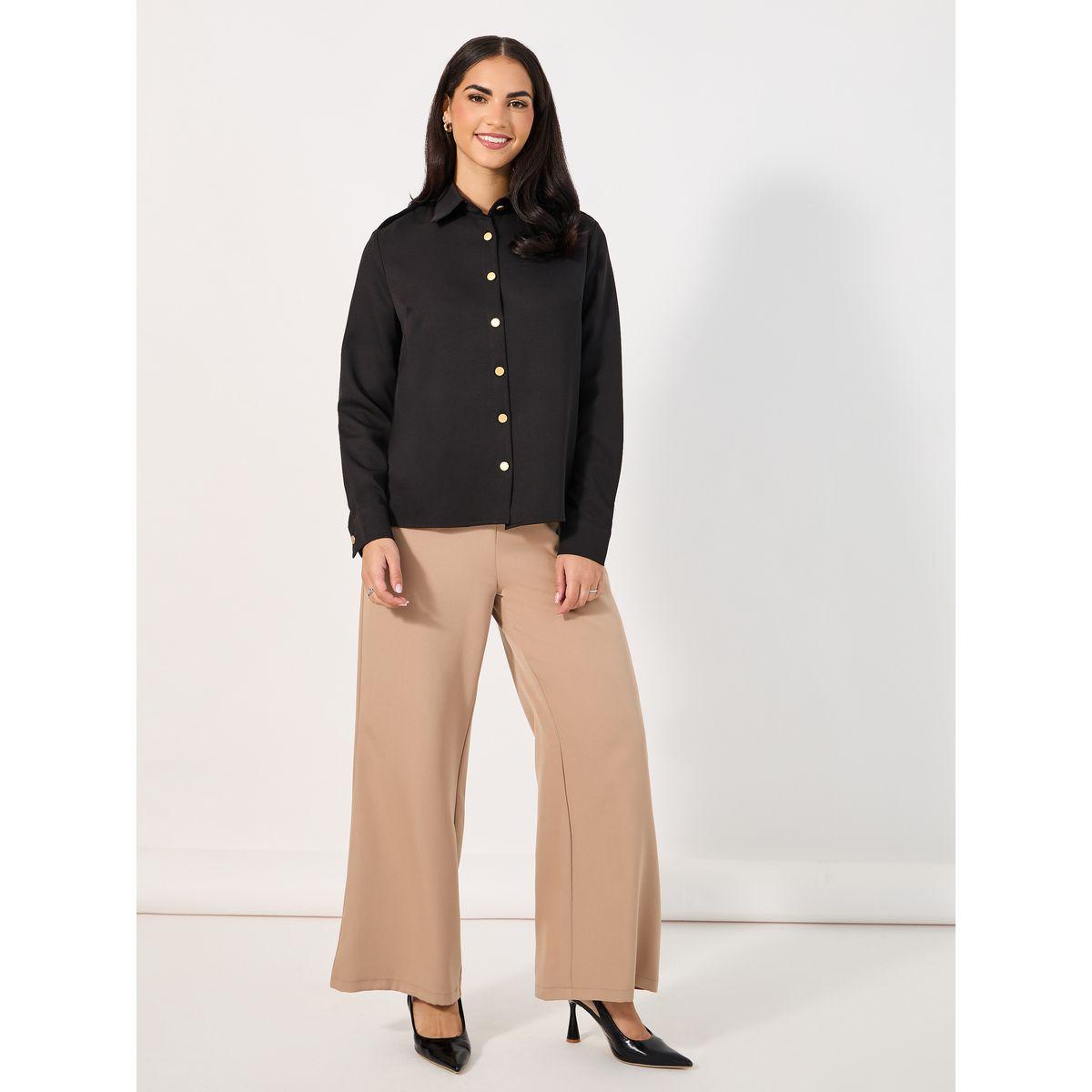 بلوزة بقصة سائبة وأزرار غلق-women-clothing-shirtsandblouses-shirts-image-2