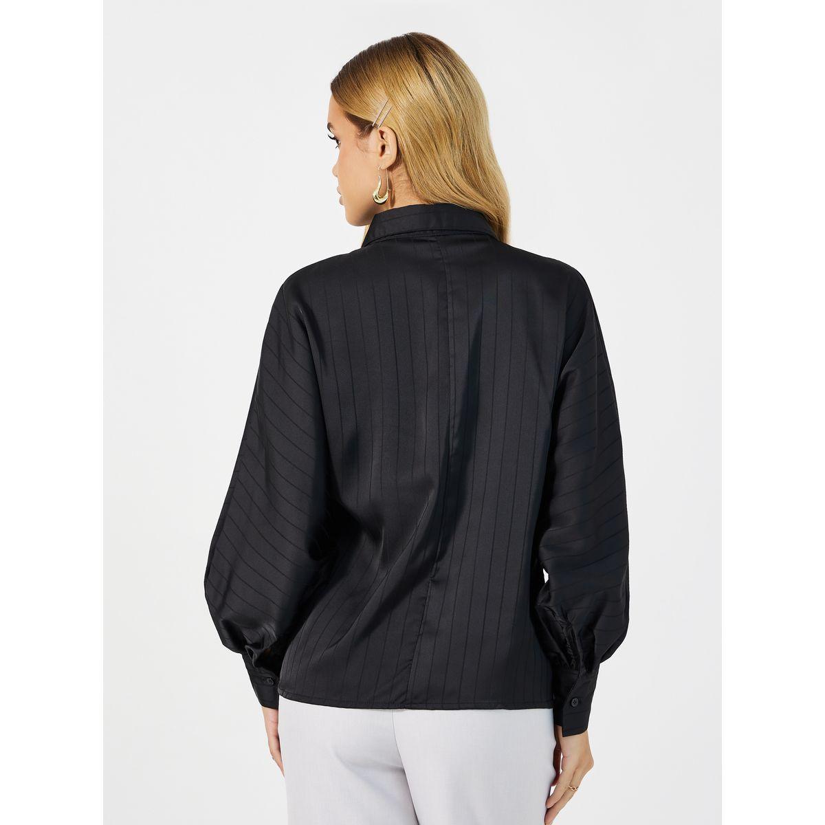 بلوزة مخططة بقصة واسعة وأزرار غلق-women-clothing-shirtsandblouses-shirts-image-5