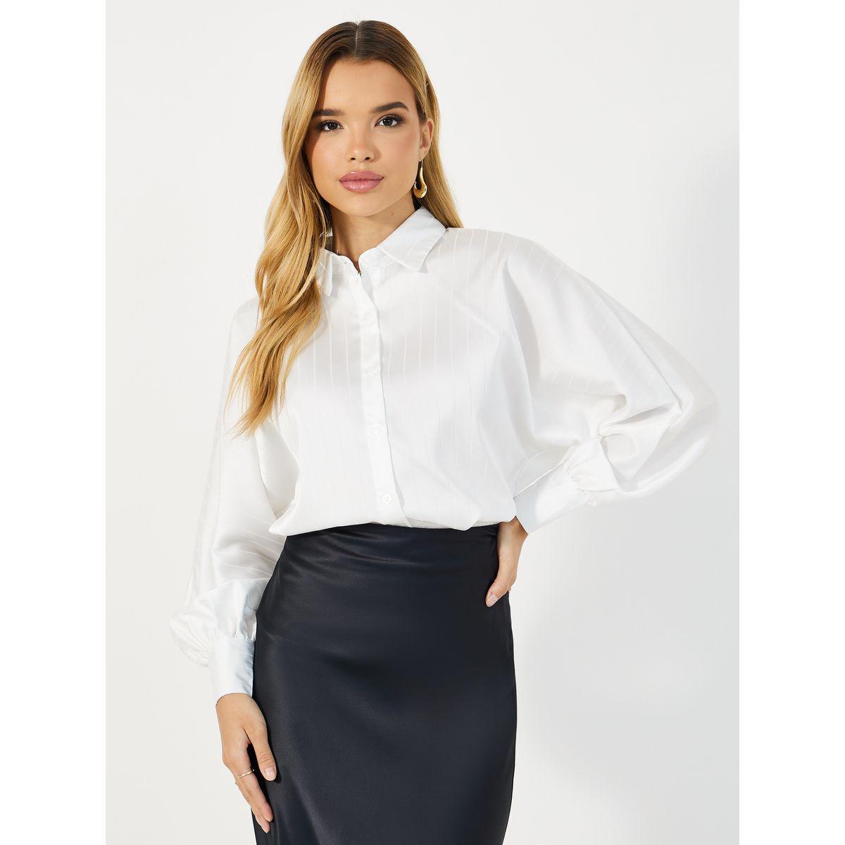 بلوزة مخططة بقصة واسعة وأزرار غلق-women-clothing-shirtsandblouses-shirts-image-1