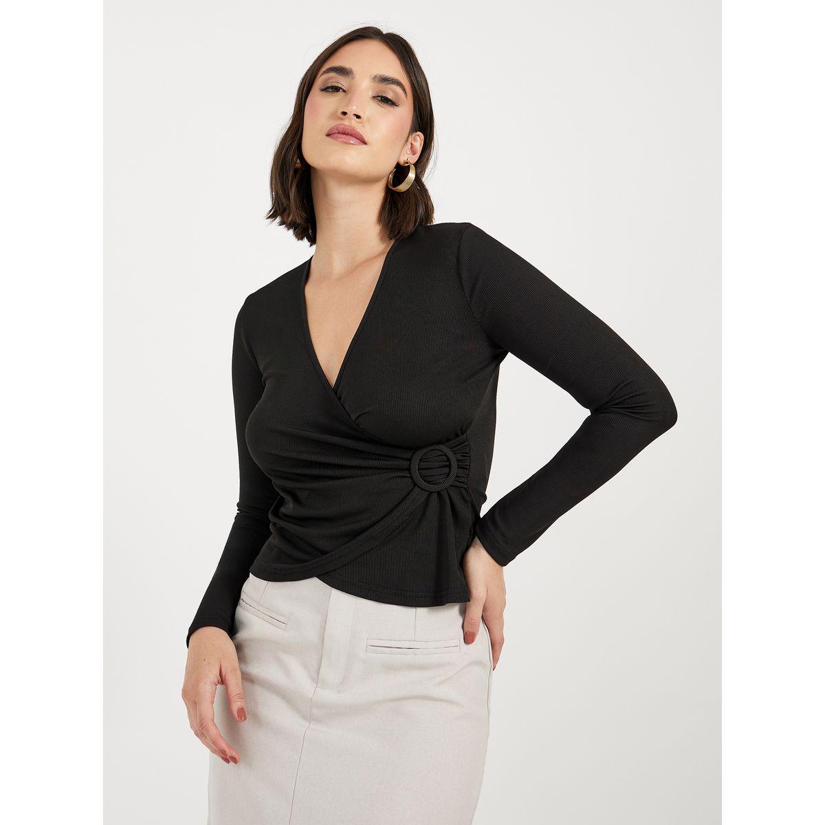 بلوزة محبوكة بنمط لف مع مشبك غلق-women-clothing-shirtsandblouses-blouses-image-3