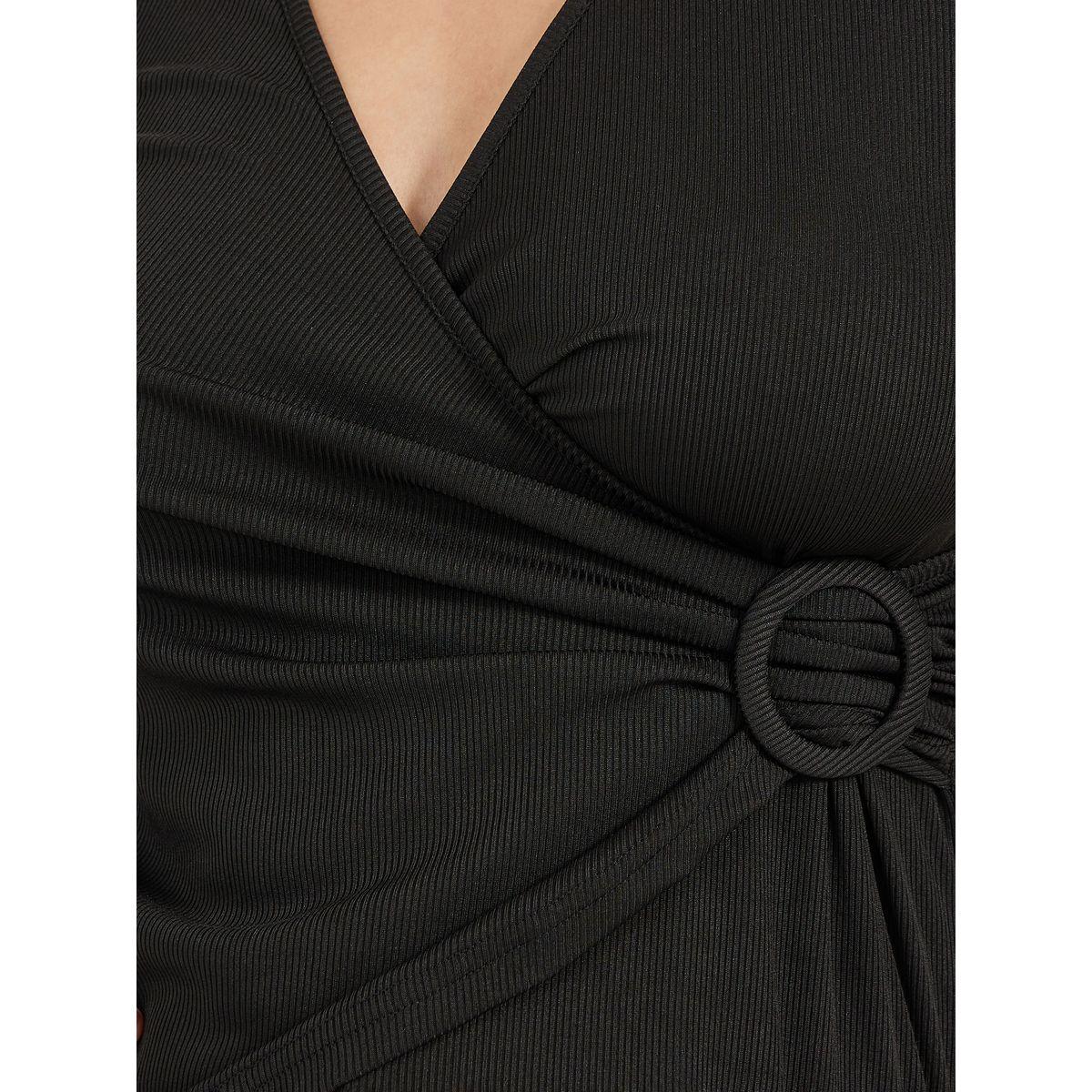 Styli Knit Wrap Top with Buckle Detail on The Side-women-clothing-shirtsandblouses-blouses-image-4