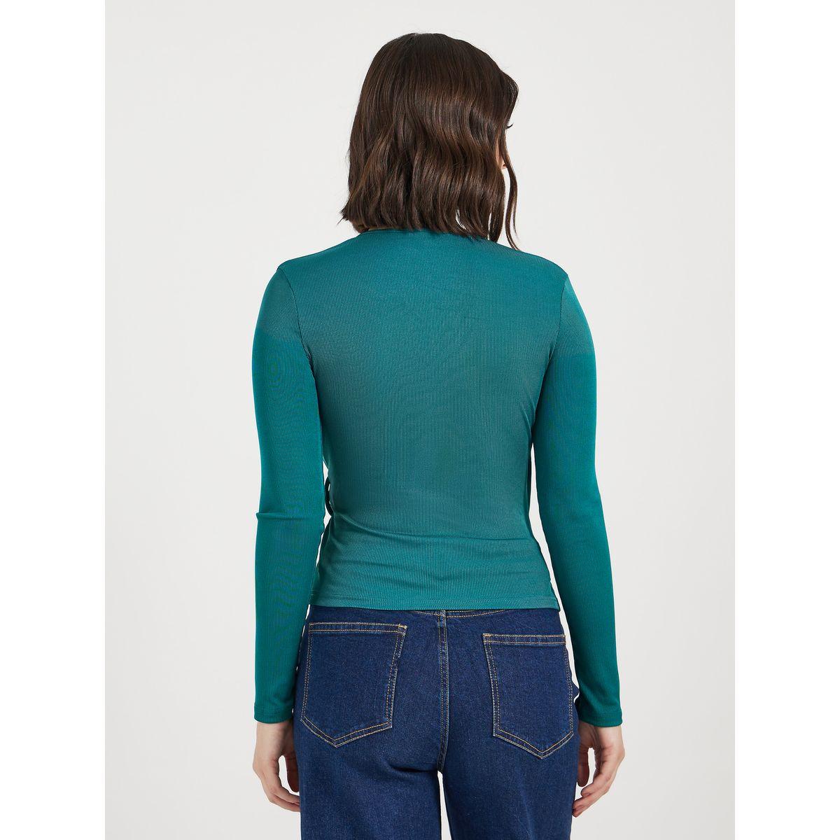 Styli Knit Wrap Top with Buckle Detail on The Side-women-clothing-shirtsandblouses-blouses-image-4
