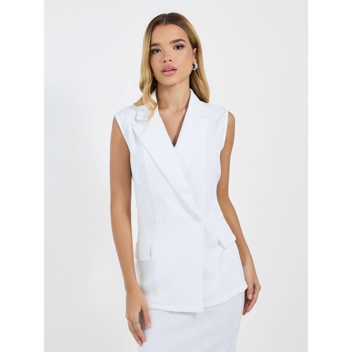 Styli Solid Sleeveless Notch Label Collar Blazer with Wrap Details-women-clothing-shirtsandblouses-blouses-image-1