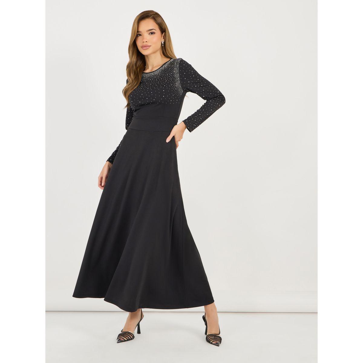 Styli Embellished Long Sleeves A-Line Maxi Dress-women-clothing-dresses-image-1