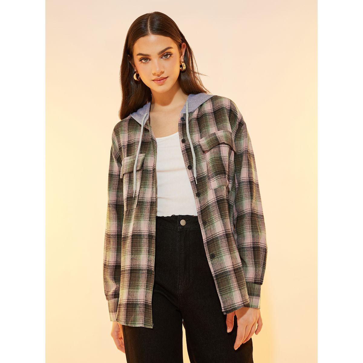 Take Two Plaid Pattern Front Pocket Hooded Jacket-women-winterwear-coatsandjackets-jackets-image-3