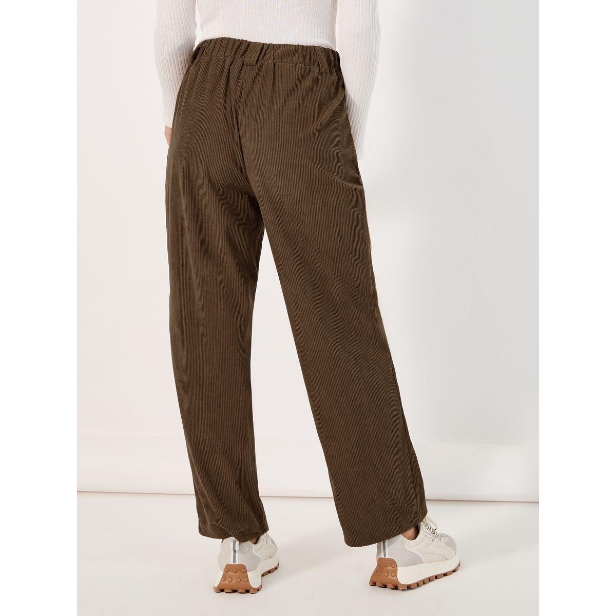 Styli High Rise Corduroy Pants with Side Pocket-women-clothing-bottoms-trousers-image-4