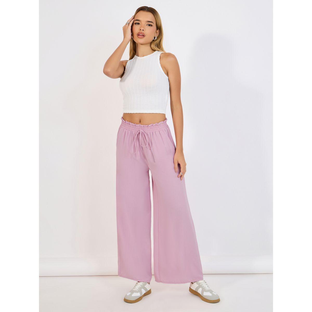 بنطال بأرجل واسعة وخصر بيبر باغ-women-clothing-bottoms-trousers-image-1