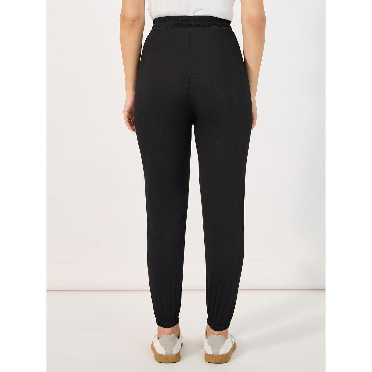 Styli Solid Cuffed Joggers with Drawstring-women-clothing-bottoms-joggers-image-4