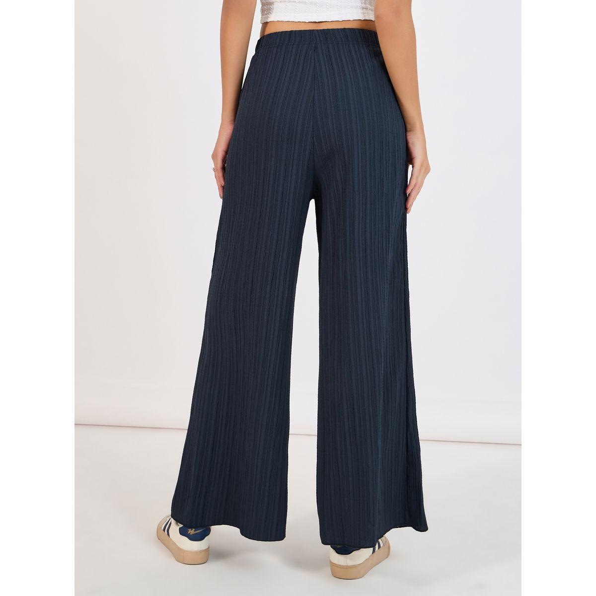 Styli Textured Palazzo Pants with Elastic Waistband-women-clothing-bottoms-trousers-image-4