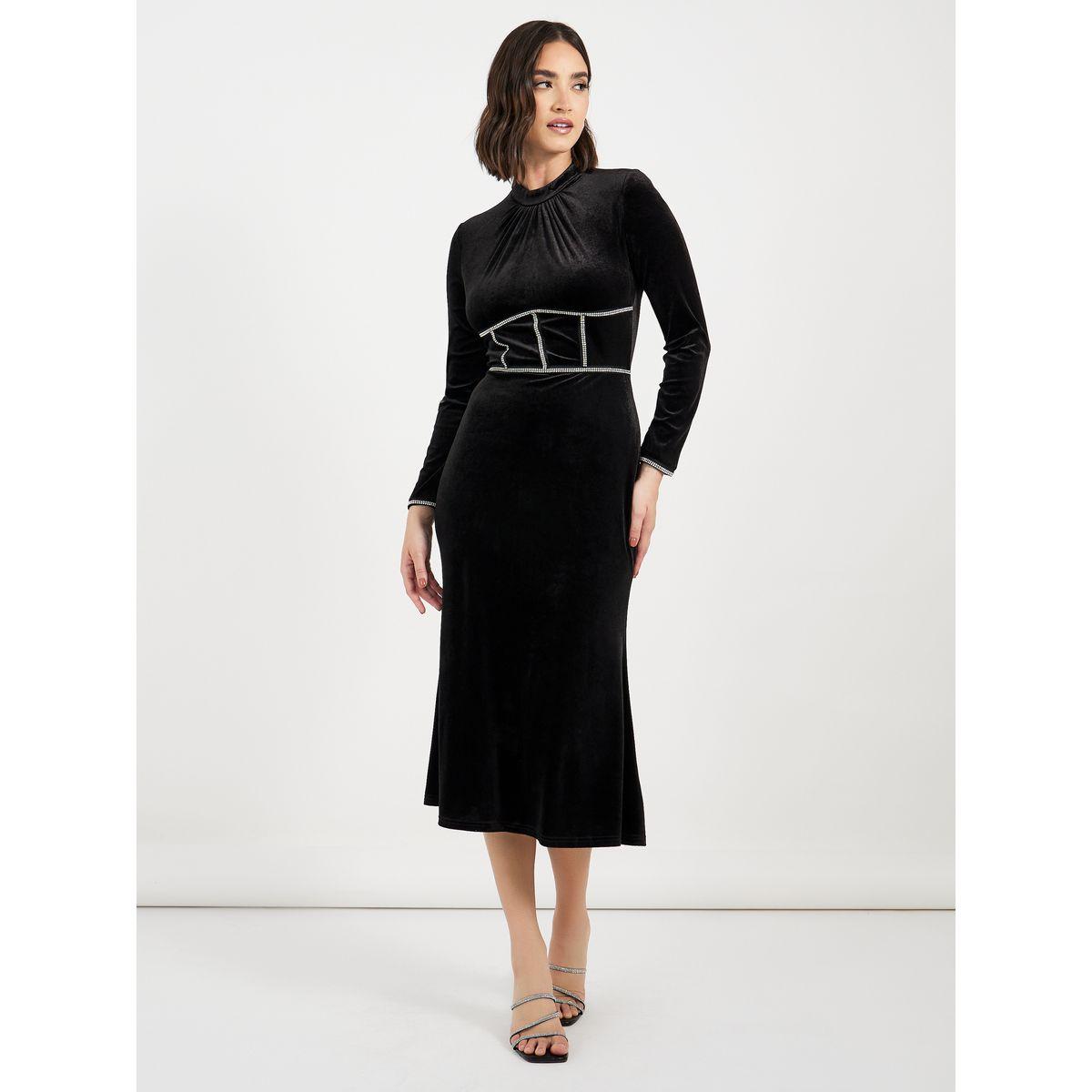 فستان ميدي مخمل منمق بالأحجار-women-clothing-dresses-image-1