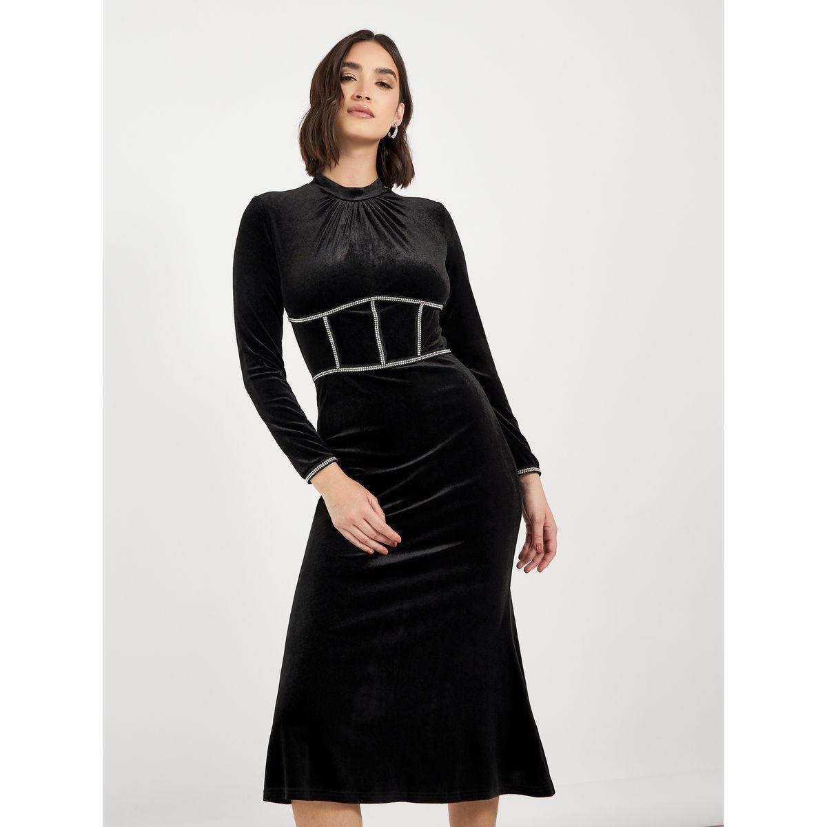 فستان ميدي مخمل منمق بالأحجار-women-clothing-dresses-image-5