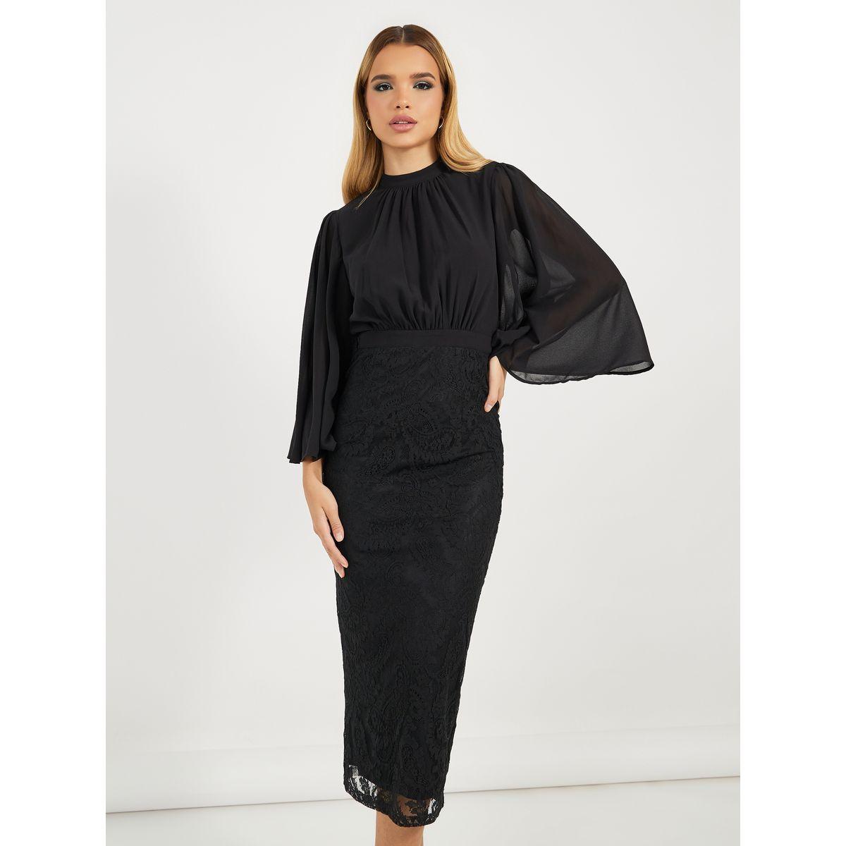 Styli Limited Lace Insert Flared Sleeves Midi Dress-women-clothing-dresses-image-5