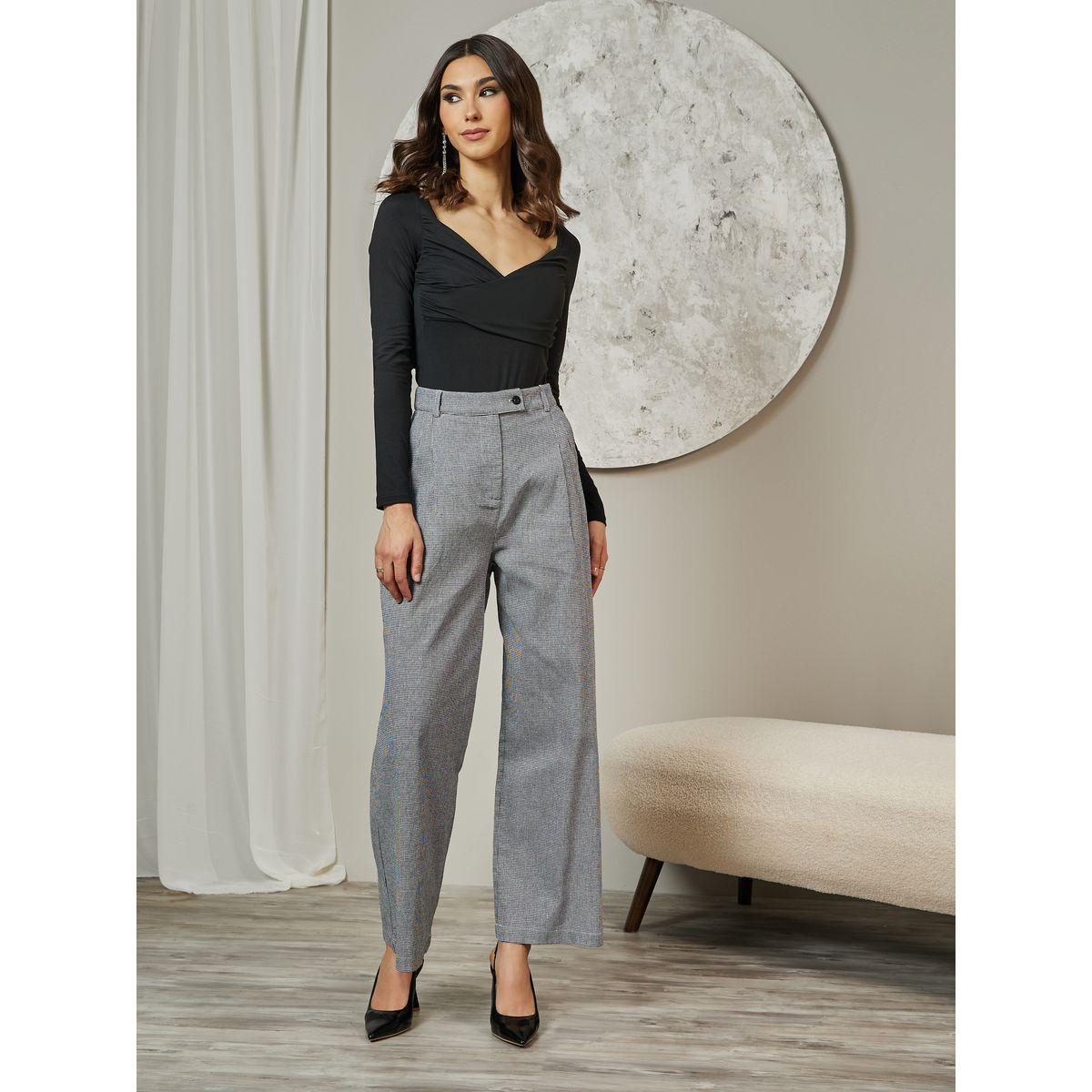 بنطال بأرجل واسعة وخصر عالي مع كسرات-women-clothing-bottoms-trousers-image-1
