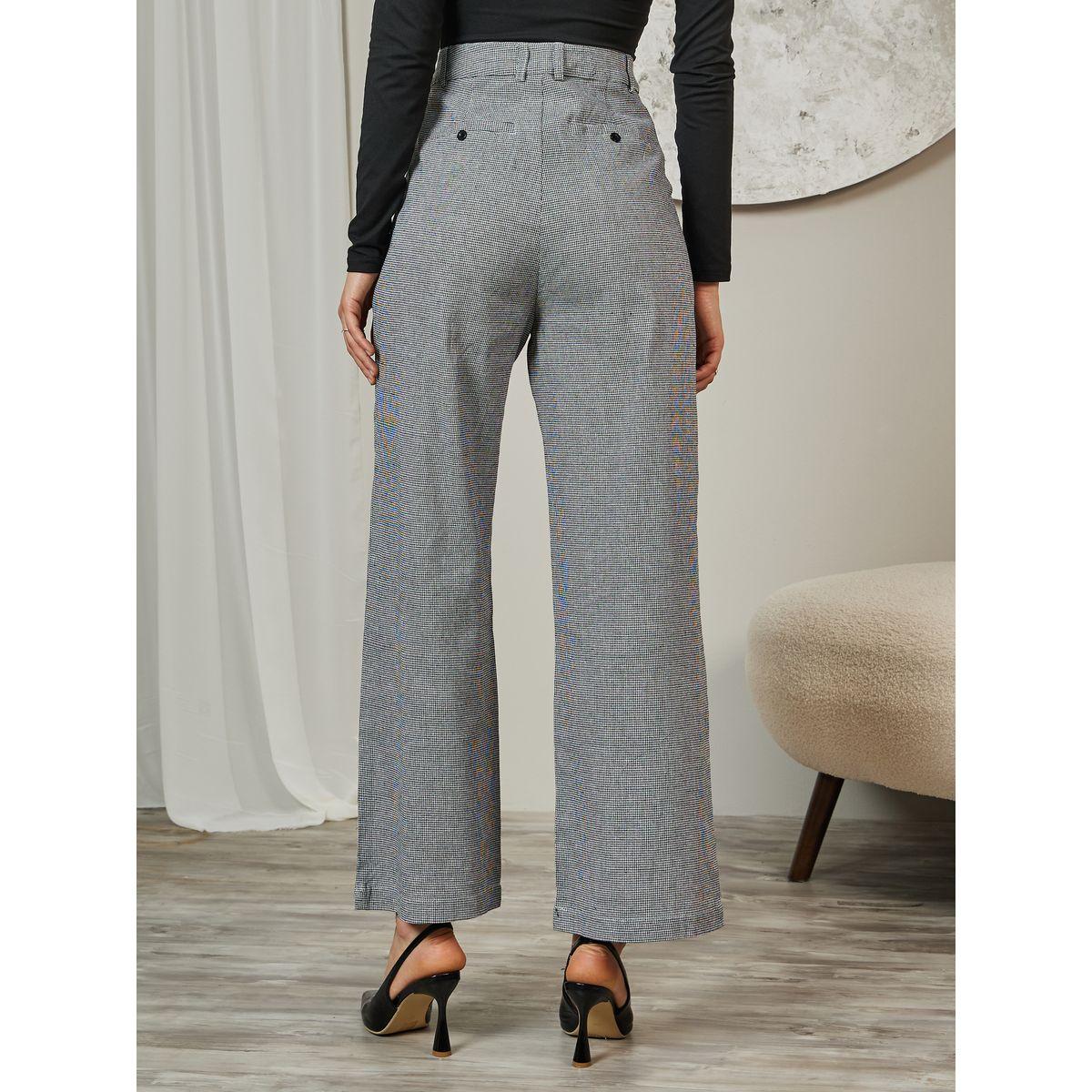 بنطال بأرجل واسعة وخصر عالي مع كسرات-women-clothing-bottoms-trousers-image-4