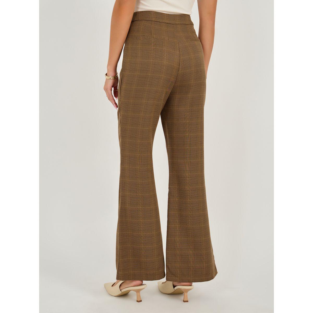 Checked High Rise Flared Pants-women-clothing-bottoms-trousers-image-4