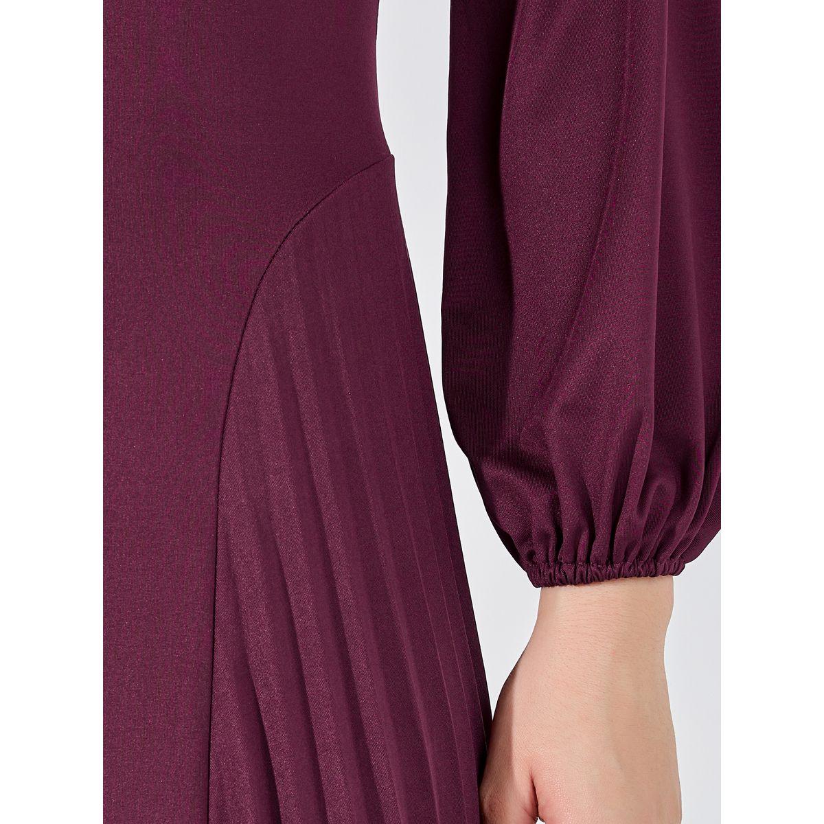 فستان ميدي بأكمام طويلة وياقة قمع-women-clothing-dresses-image-3