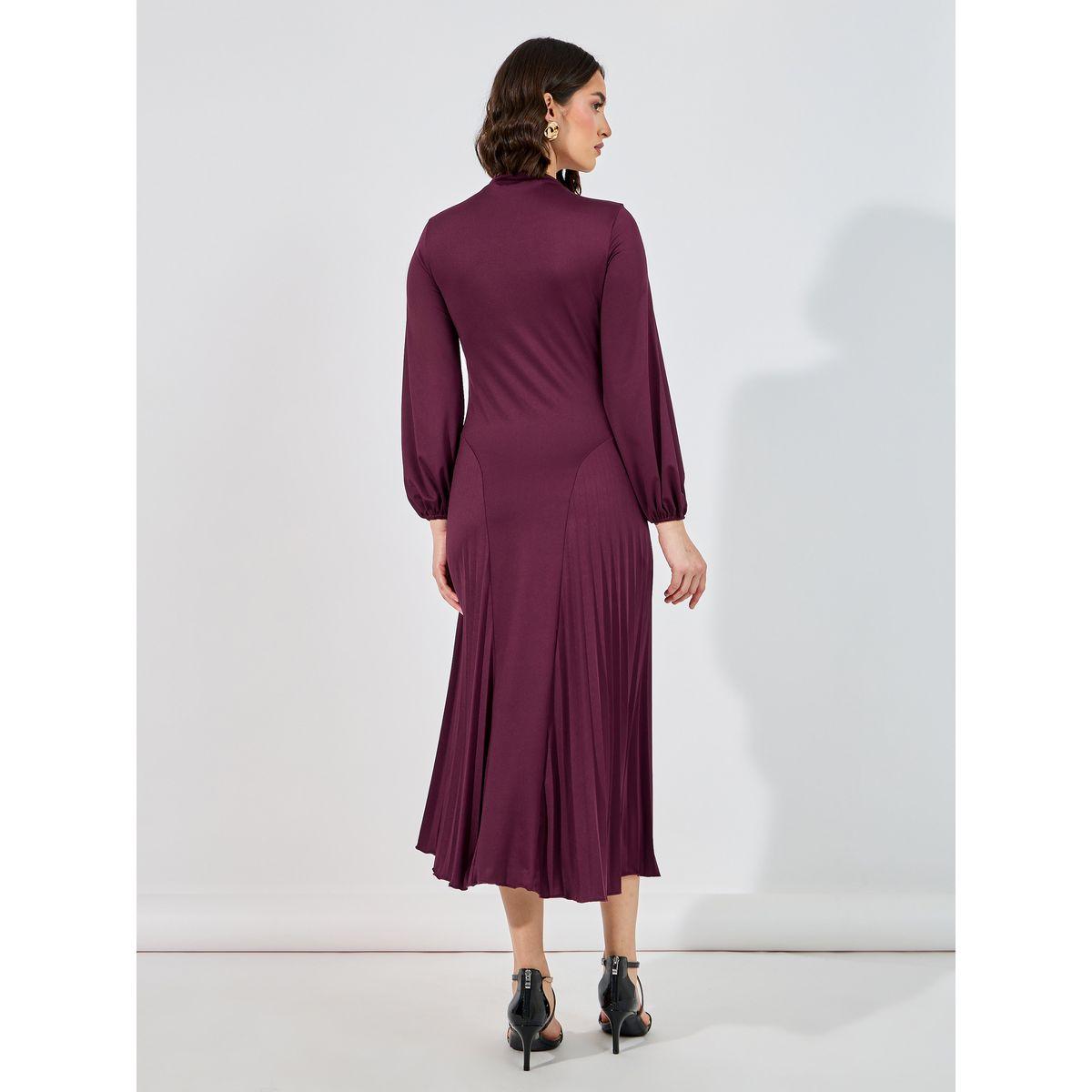 فستان ميدي بأكمام طويلة وياقة قمع-women-clothing-dresses-image-6