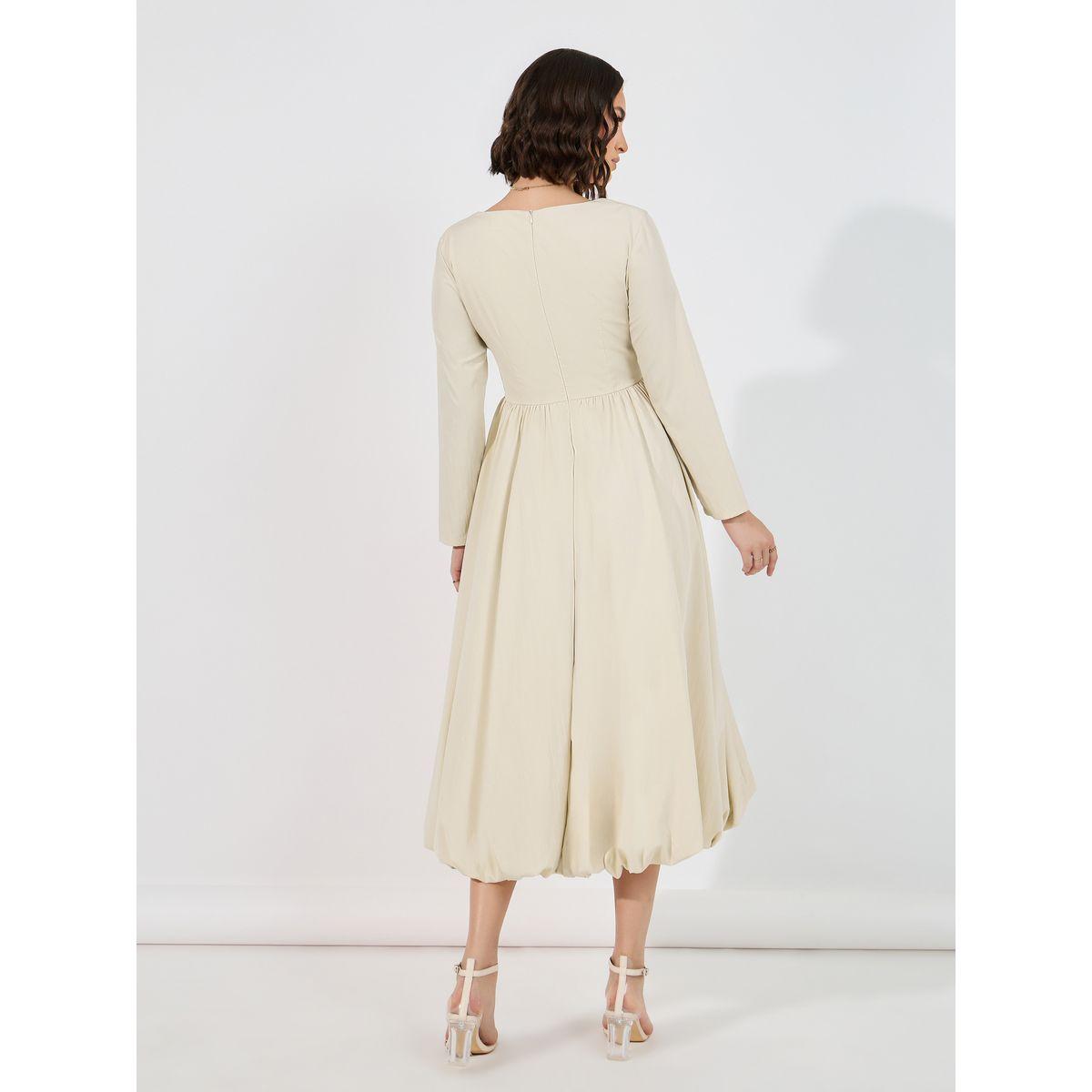 فستان ميدي بأكمام طويلة وحافة منفوخة-women-clothing-dresses-image-6