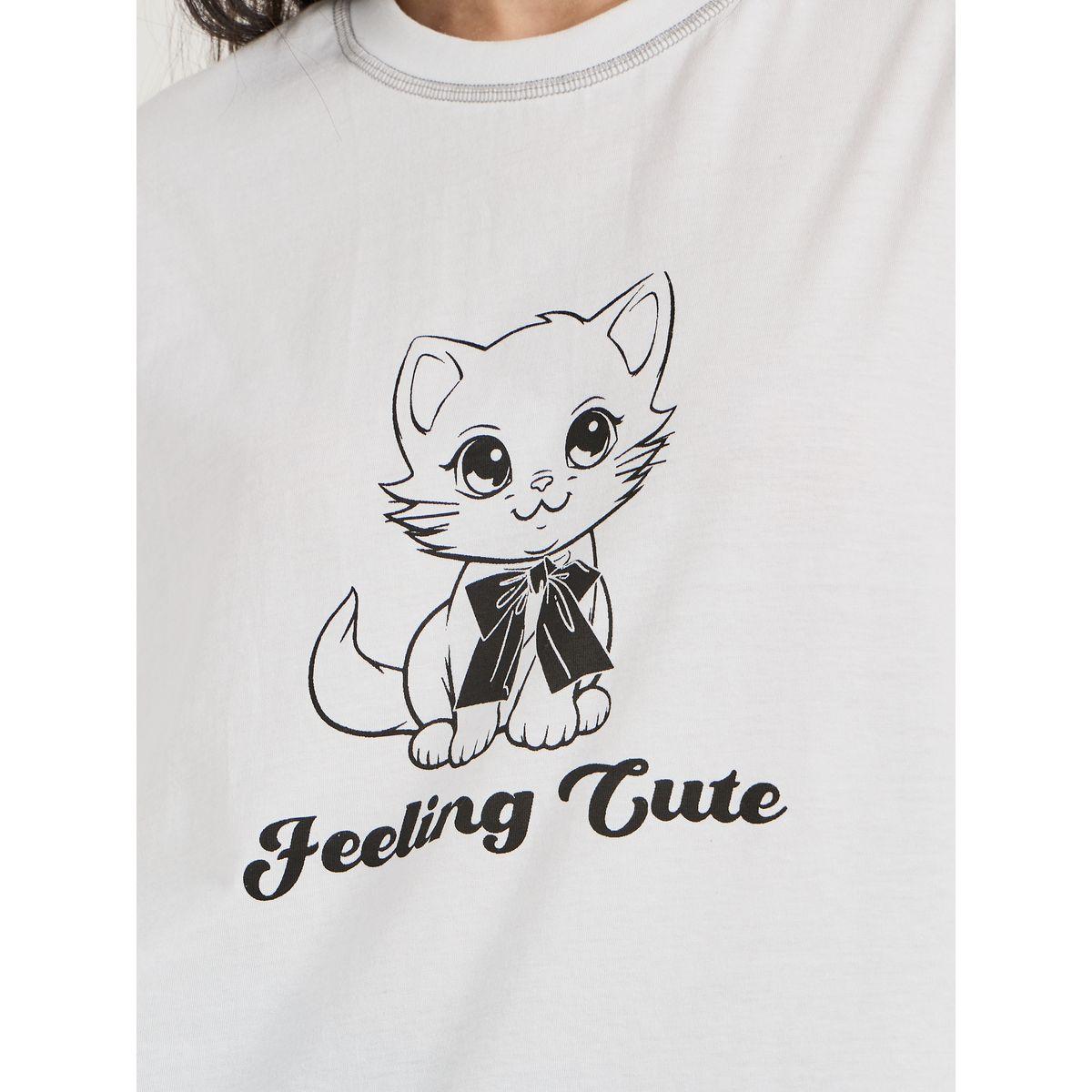 تيشيرت فضفاض بطبعة جرافيك وأكمام قصيرة-women-clothing-tshirts-image-3