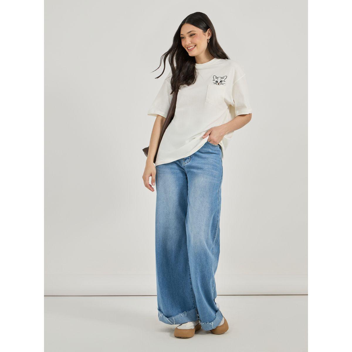 Graphic Print Oversized T-Shirt with Pocket Detail-women-clothing-tshirts-image-2