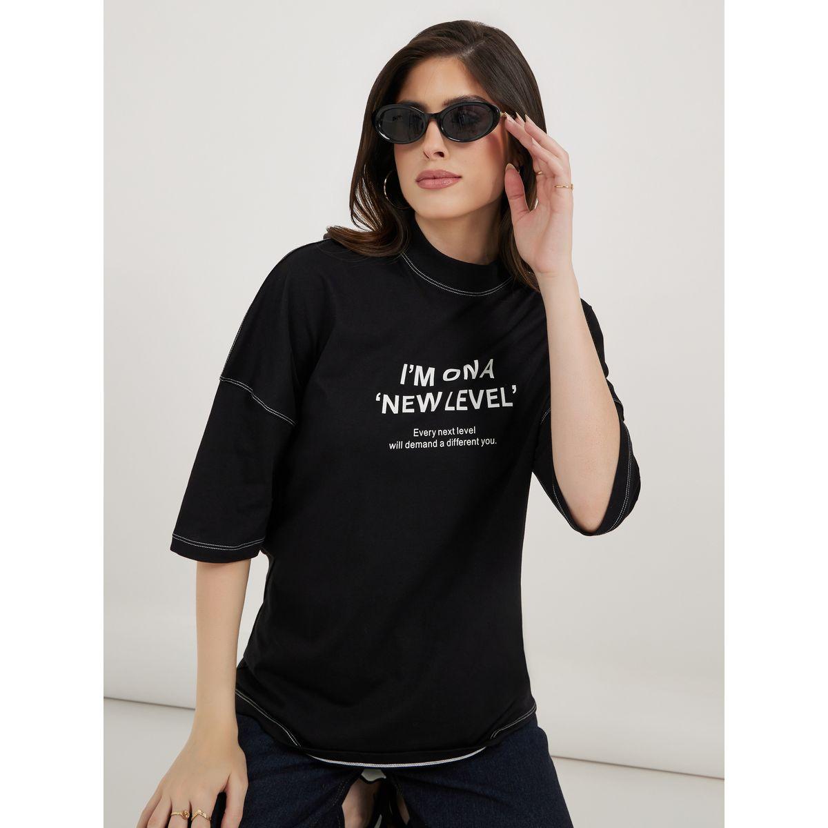 Styli Oversized Slogan Print Exaggerated Sleeves T-Shirt-women-clothing-tshirts-image-1
