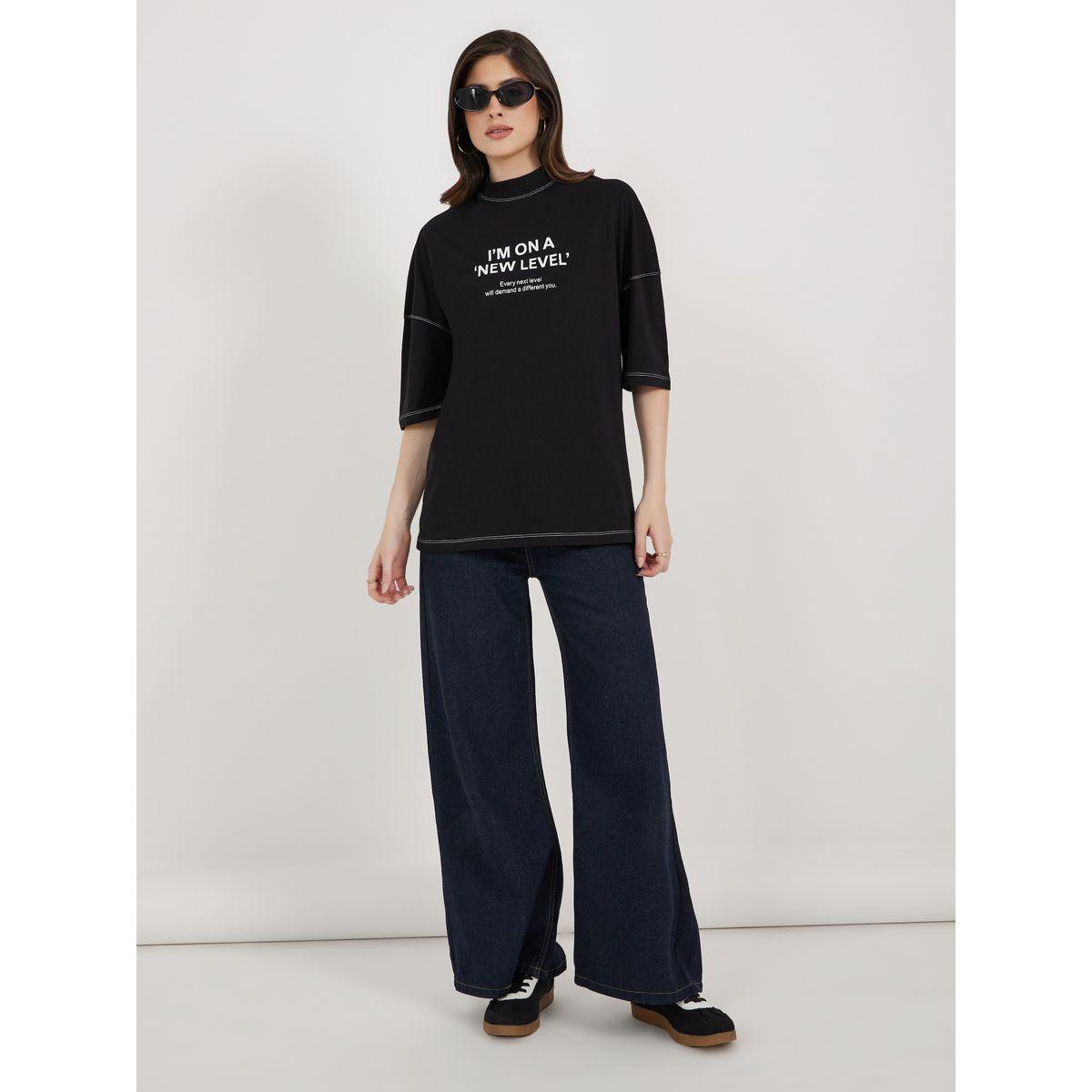 Styli Oversized Slogan Print Exaggerated Sleeves T-Shirt-women-clothing-tshirts-image-2