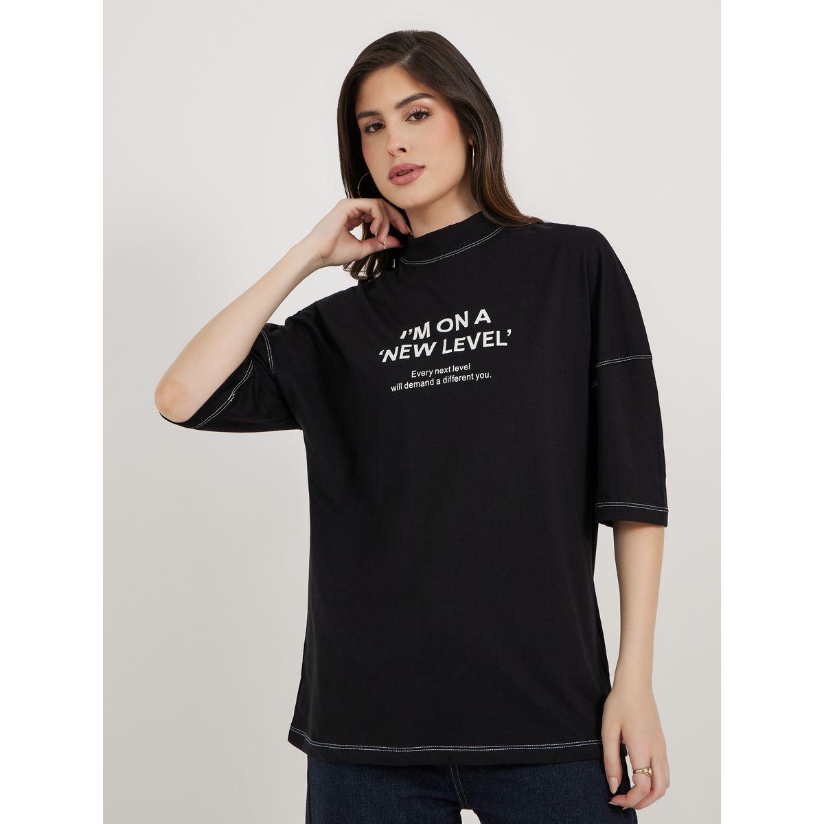 Styli Oversized Slogan Print Exaggerated Sleeves T-Shirt-women-clothing-tshirts-image-3