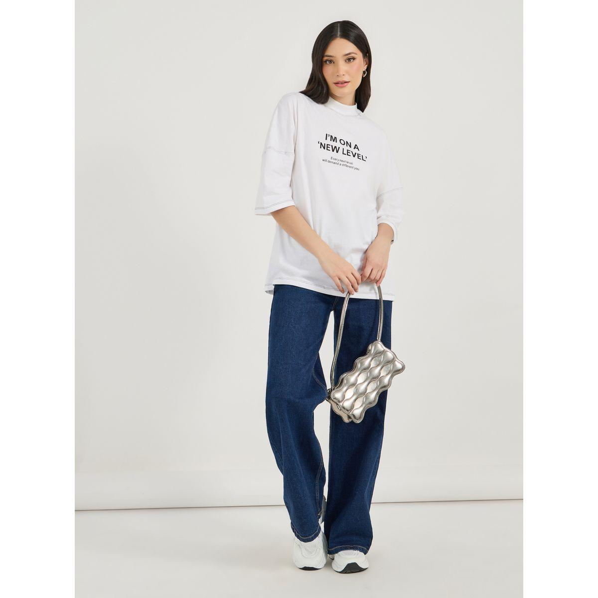 Styli Oversized Slogan Print Exaggerated Sleeves T-Shirt-women-clothing-tshirts-image-2