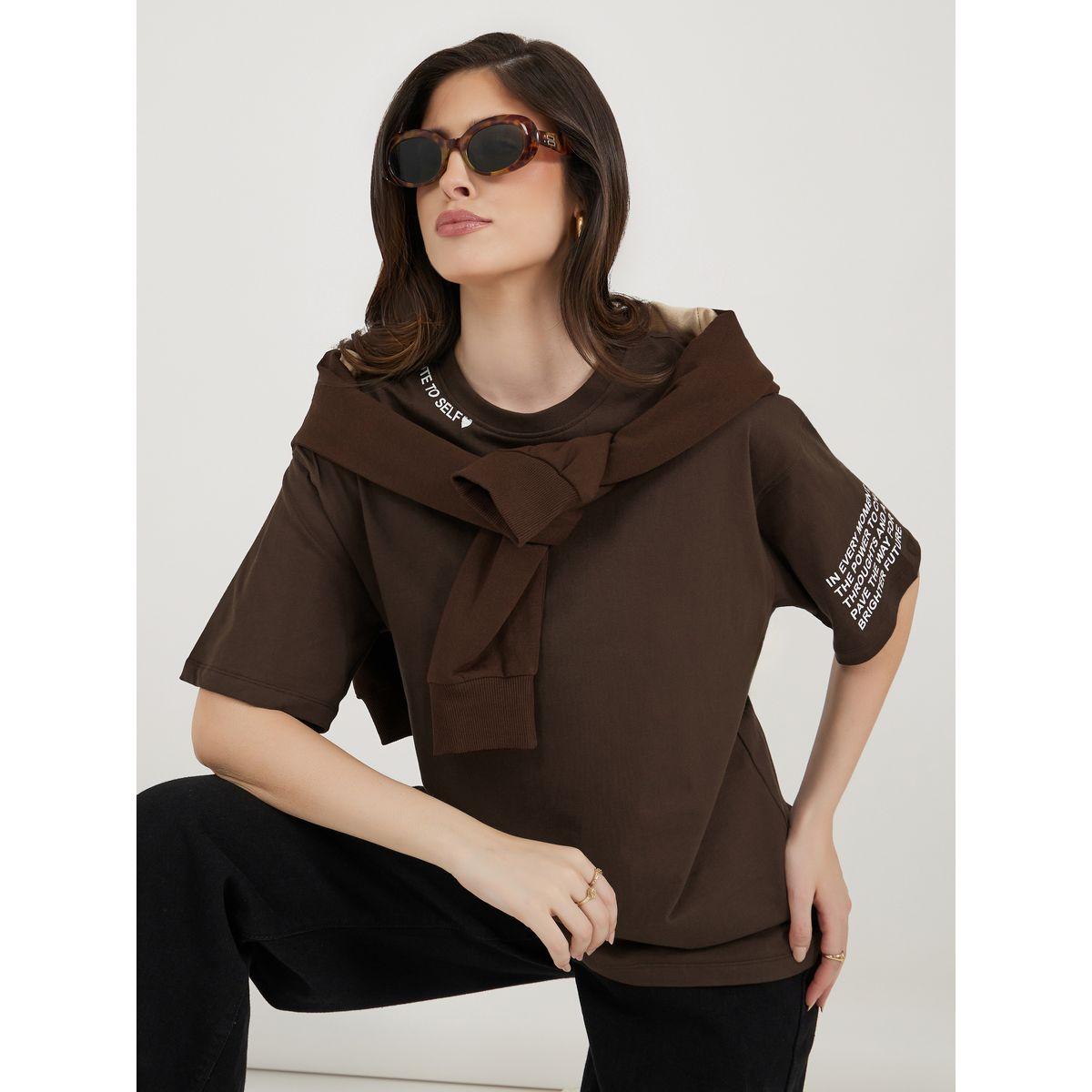 Styli Note To Self Slogan Oversized Longline T-Shirtâ€‹-women-clothing-tshirts-image-1