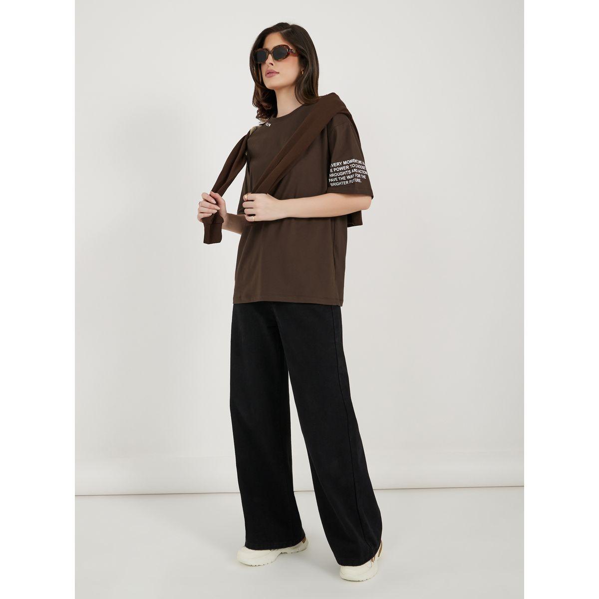 Styli Note To Self Slogan Oversized Longline T-Shirtâ€‹-women-clothing-tshirts-image-2