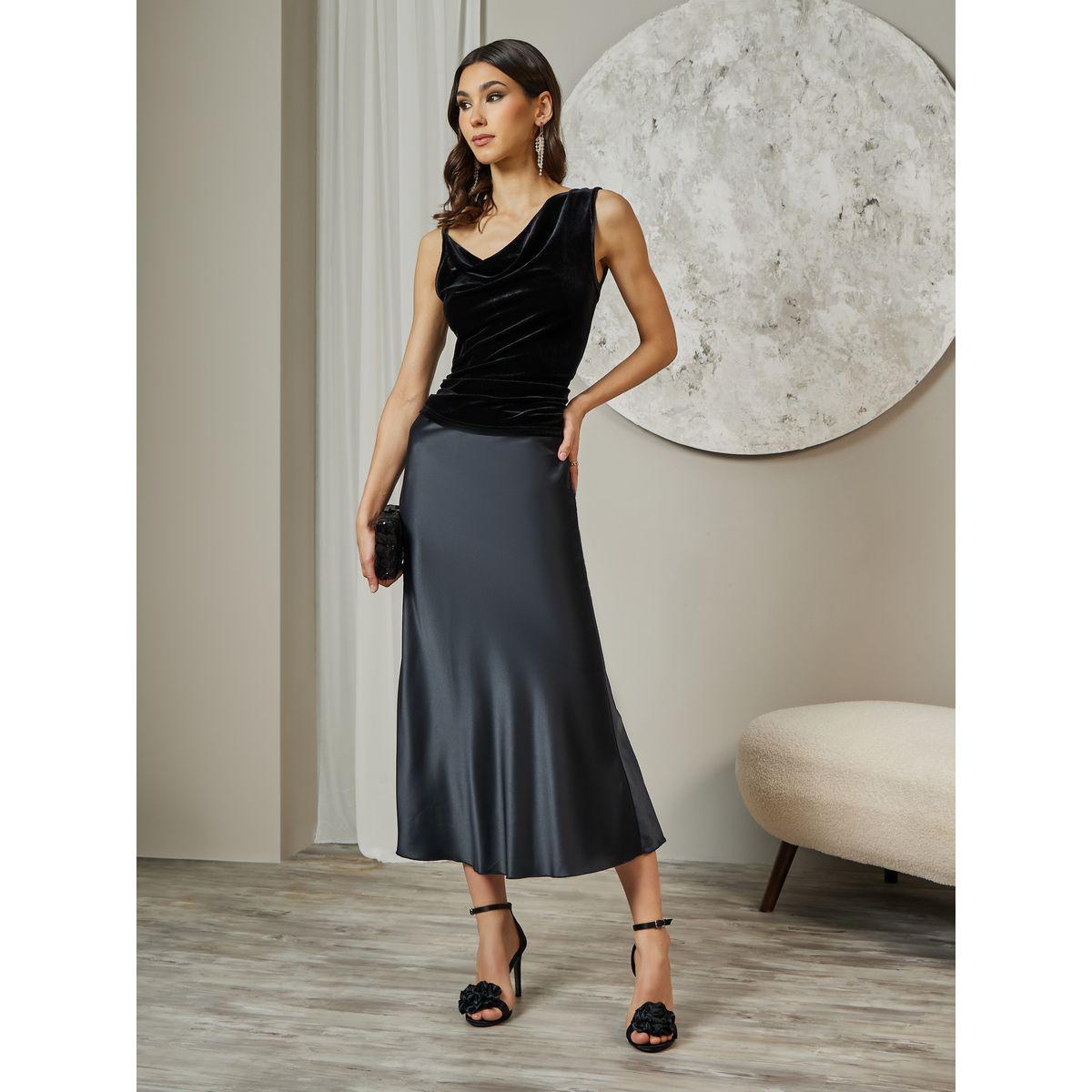 بلوزة كامي بياقة غير متماثلة الطول-women-clothing-tshirts-image-2
