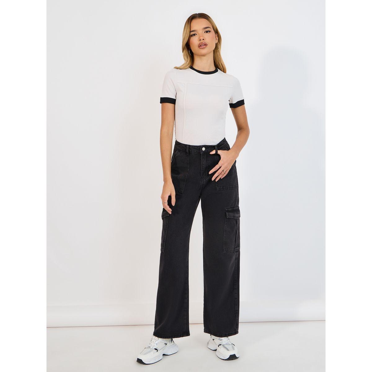 جينز كارجو بأرجل واسعة وخصر عالي-women-clothing-bottoms-jeans-image-1