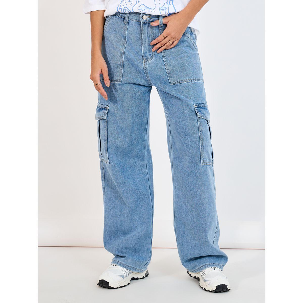 Styli High Rise Wide Leg Flap Pocket Cargo Jeans-women-clothing-bottoms-jeans-image-2