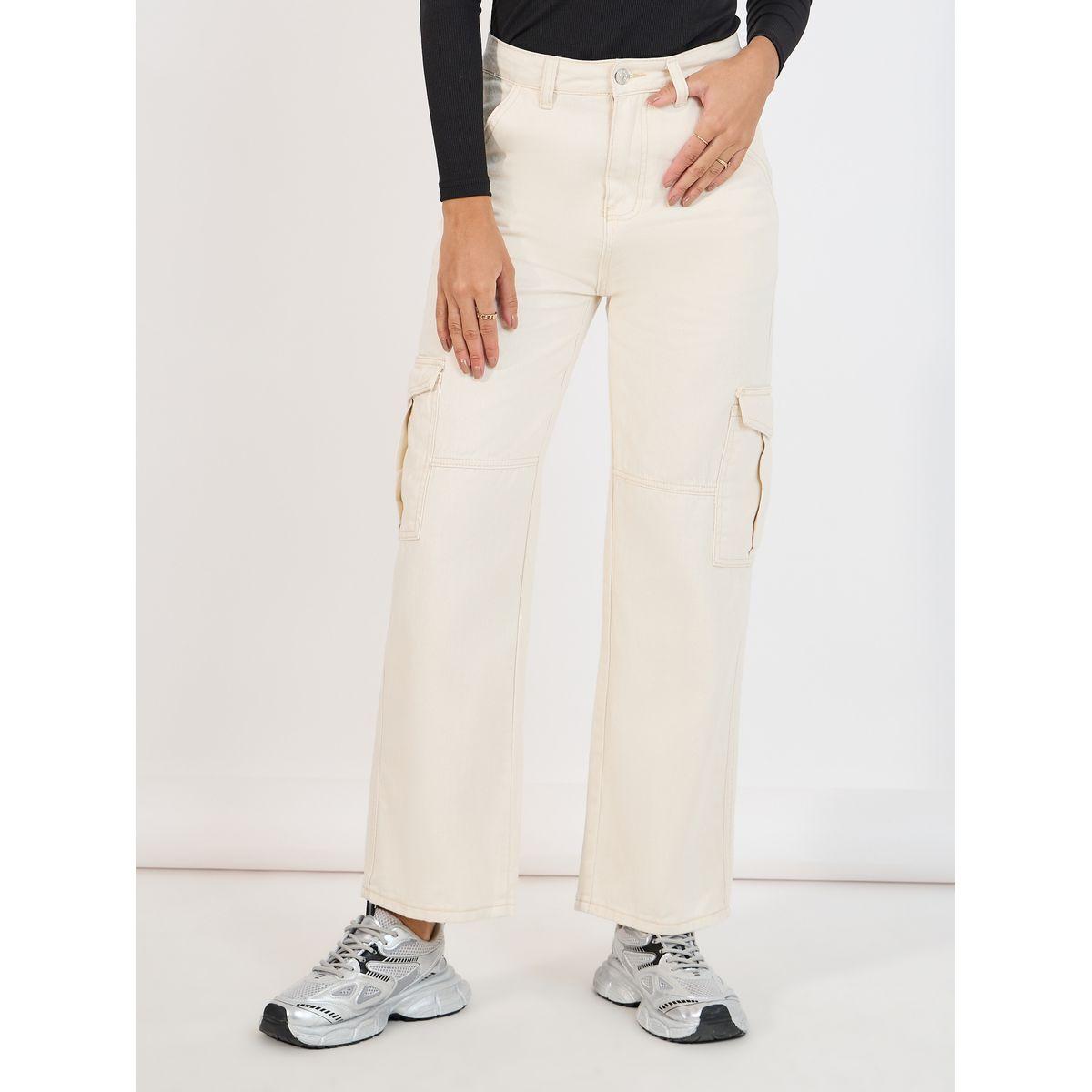 Styli Solid Straight Leg Cargo Jeans-women-clothing-bottoms-jeans-image-2