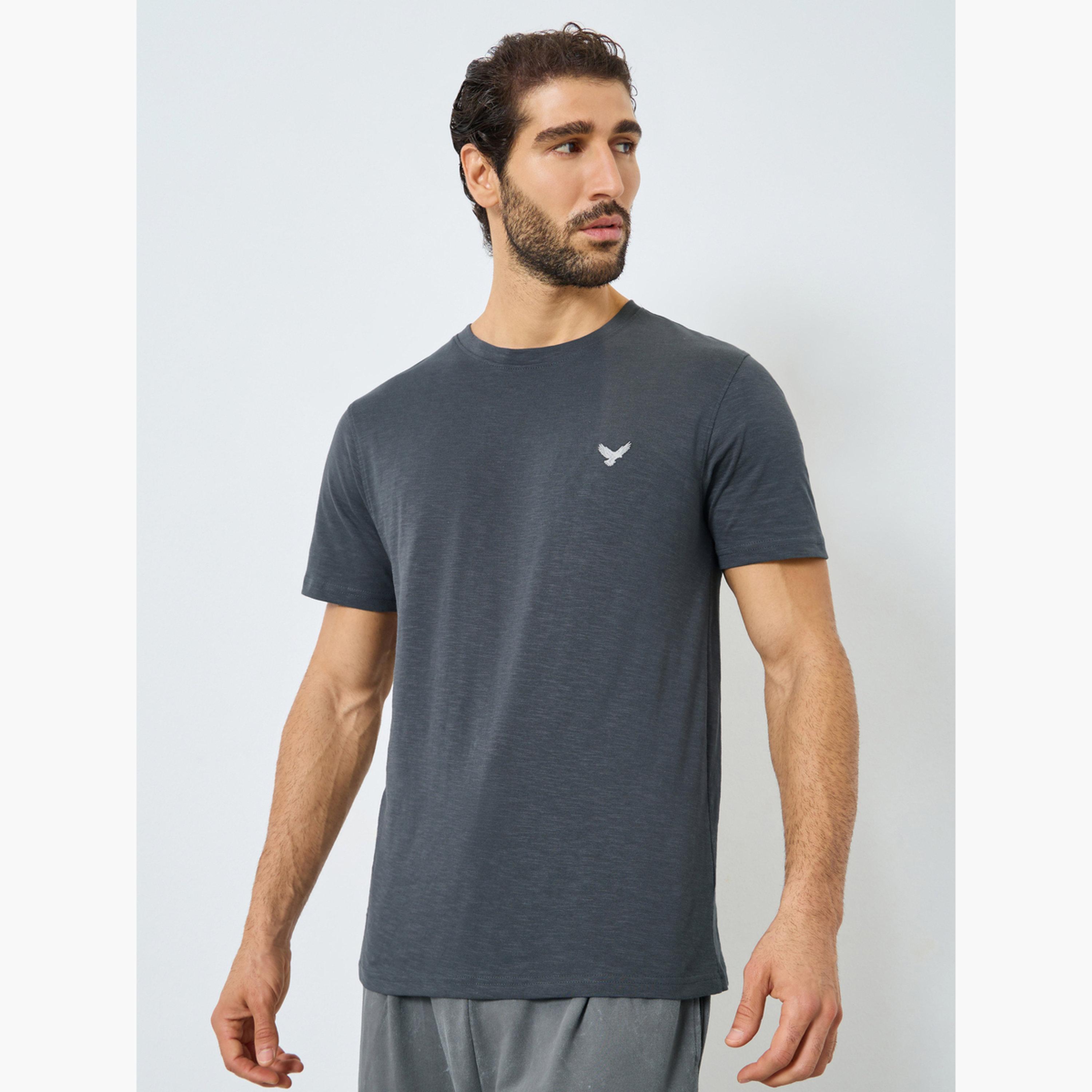 Styli Men Grey Embroidered Eagle Cotton T-Shirt-men-clothing-tshirtsandpolos-tshirts-image-1