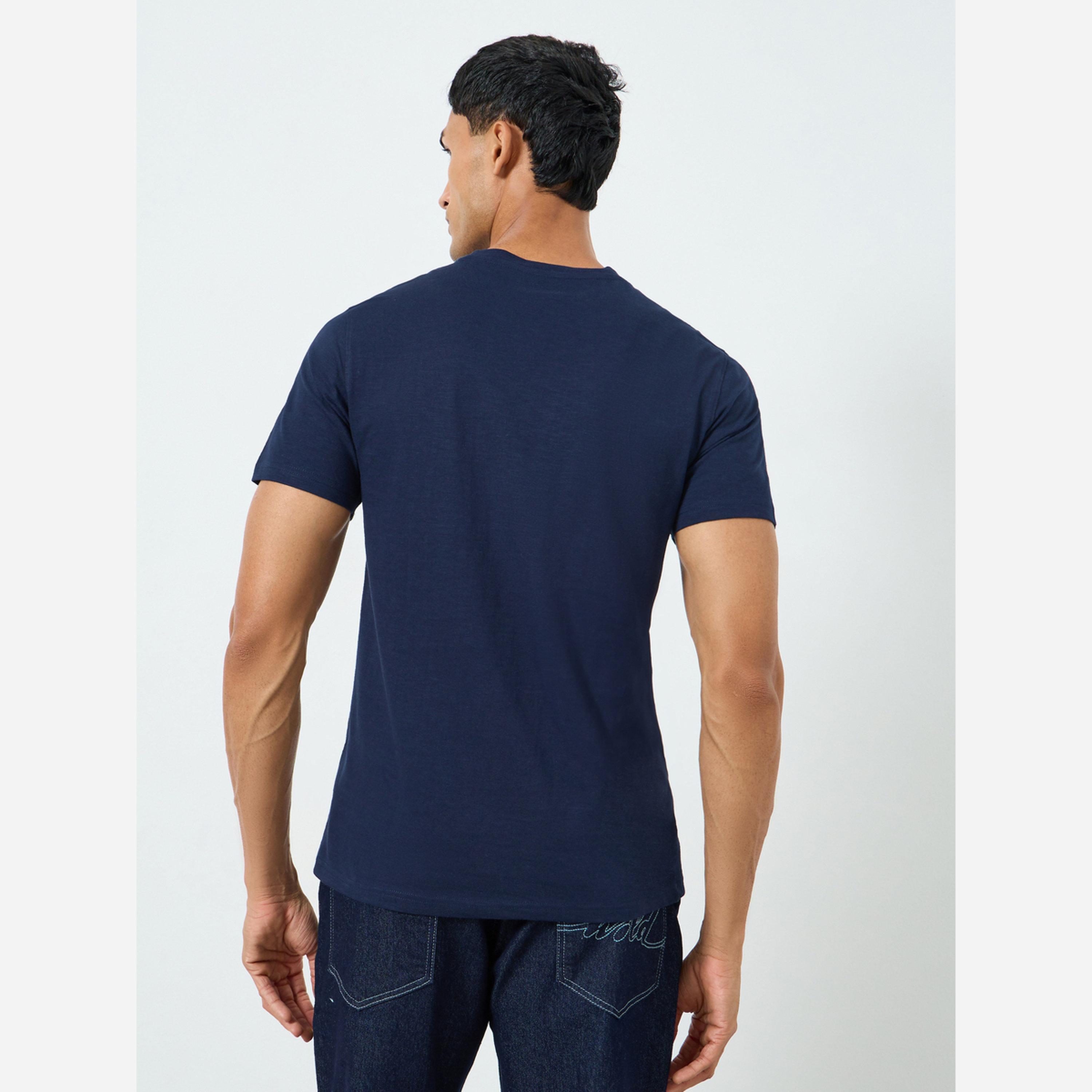 Styli Men Navy Blue Embroidered Eagle Cotton T-Shirt-men-clothing-tshirtsandpolos-tshirts-image-5