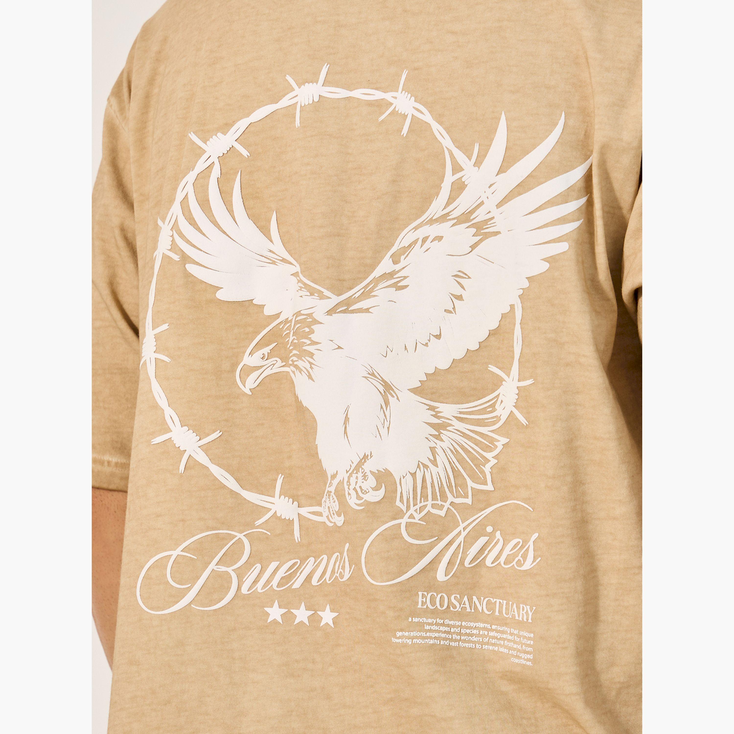 Styli Acid Washed Eagle Graphic Print Oversized T-Shirt-men-clothing-tshirtsandpolos-tshirts-image-4