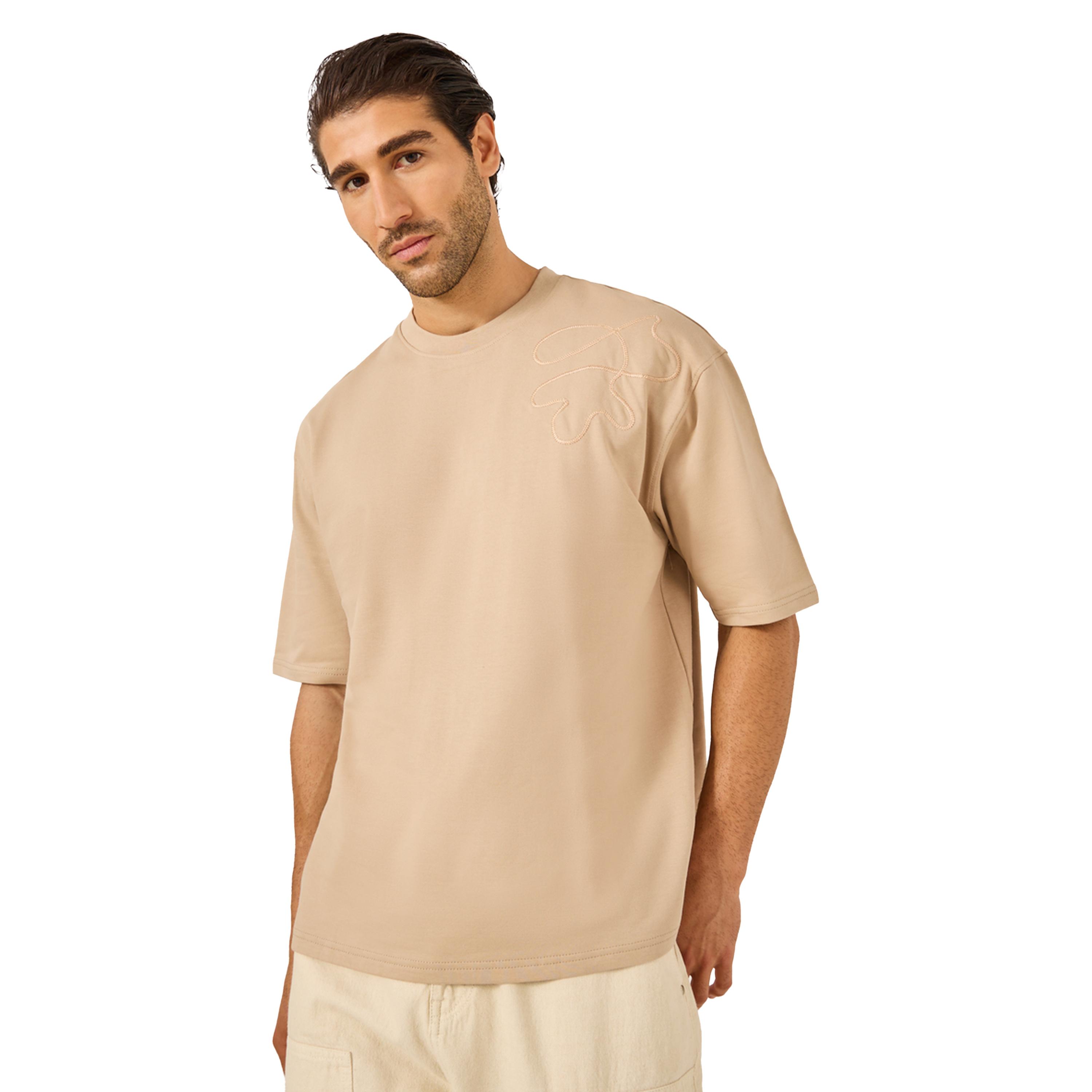 Styli Contrast Embroidered Detail Terry Oversized T-Shirt-men-clothing-tshirtsandpolos-tshirts-image-1