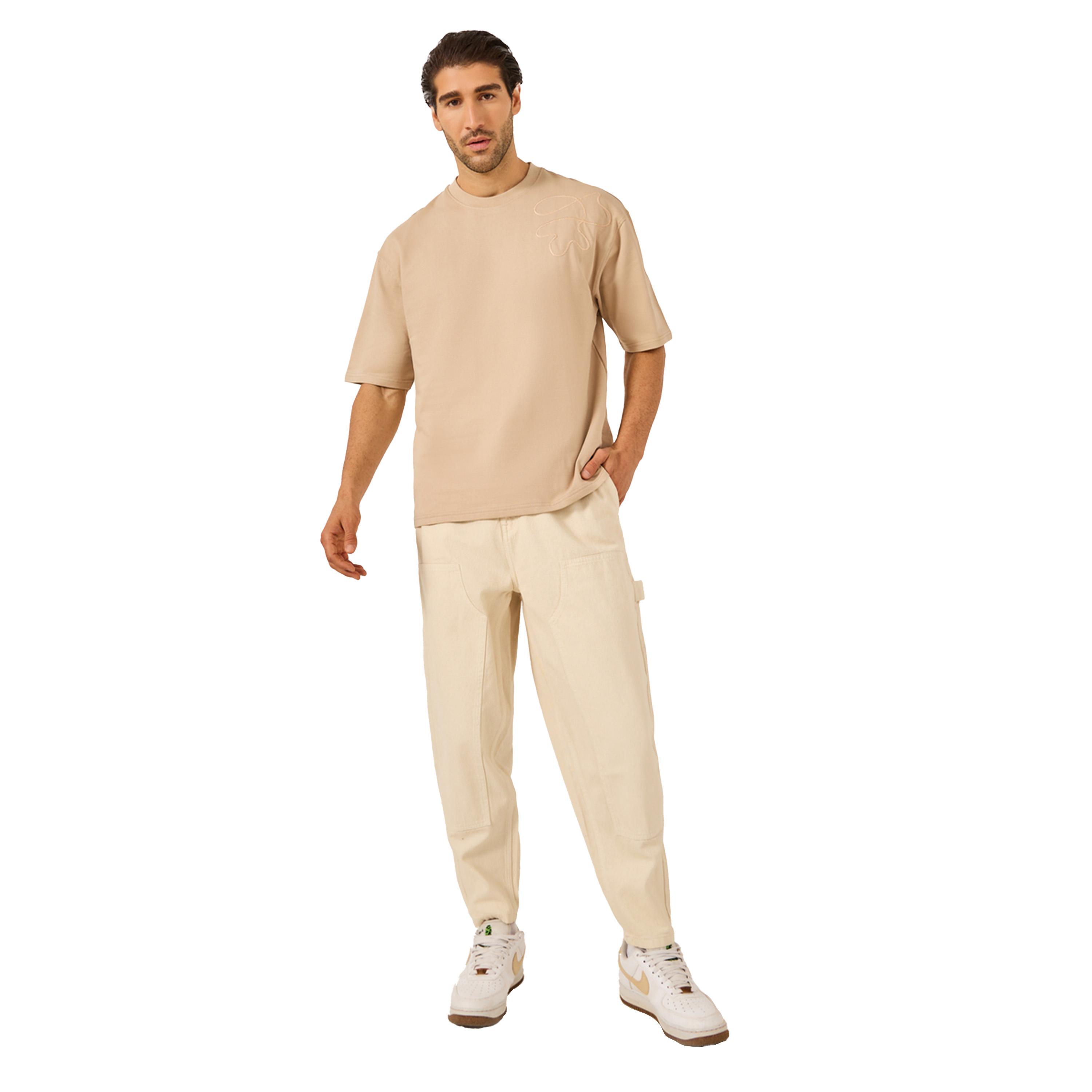 ستايلي - تي شيرت تيري كبير الحجم بتفاصيل مطرزة وألوان متباينة-men-clothing-tshirtsandpolos-tshirts-image-2