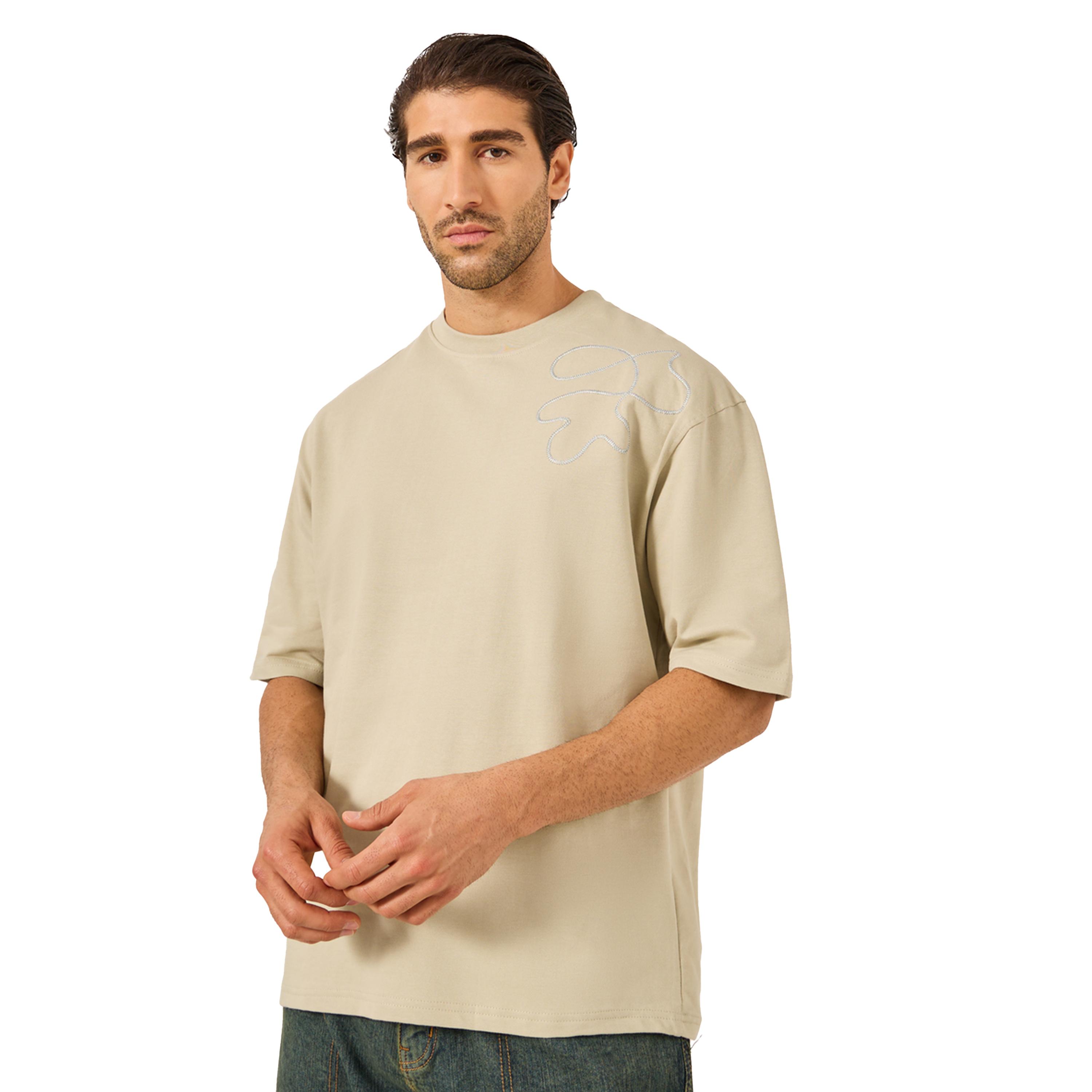 Styli Contrast Embroidered Detail Terry Oversized T-Shirt-men-clothing-tshirtsandpolos-tshirts-image-1
