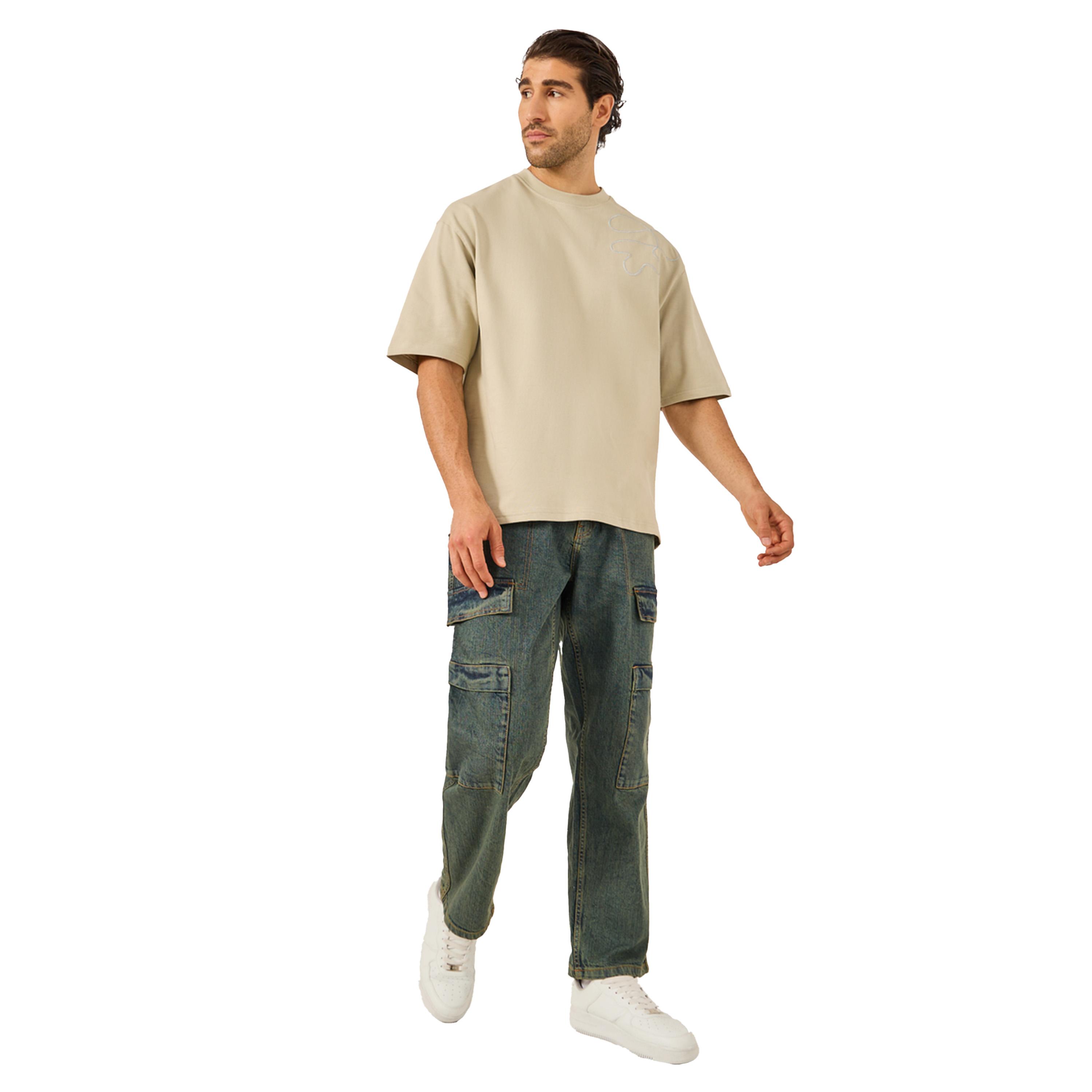 Styli Contrast Embroidered Detail Terry Oversized T-Shirt-men-clothing-tshirtsandpolos-tshirts-image-2