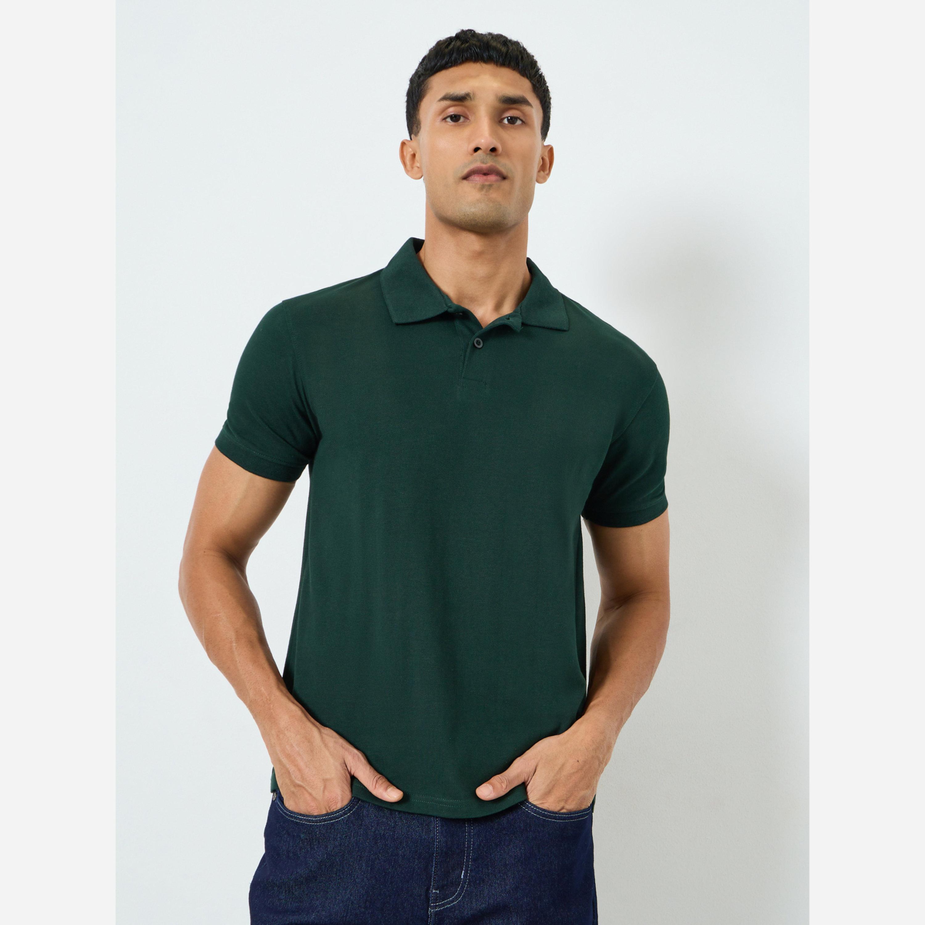 Styli Men Green Cotton Relaxed Fit Polo-men-clothing-tshirtsandpolos-polos-image-1