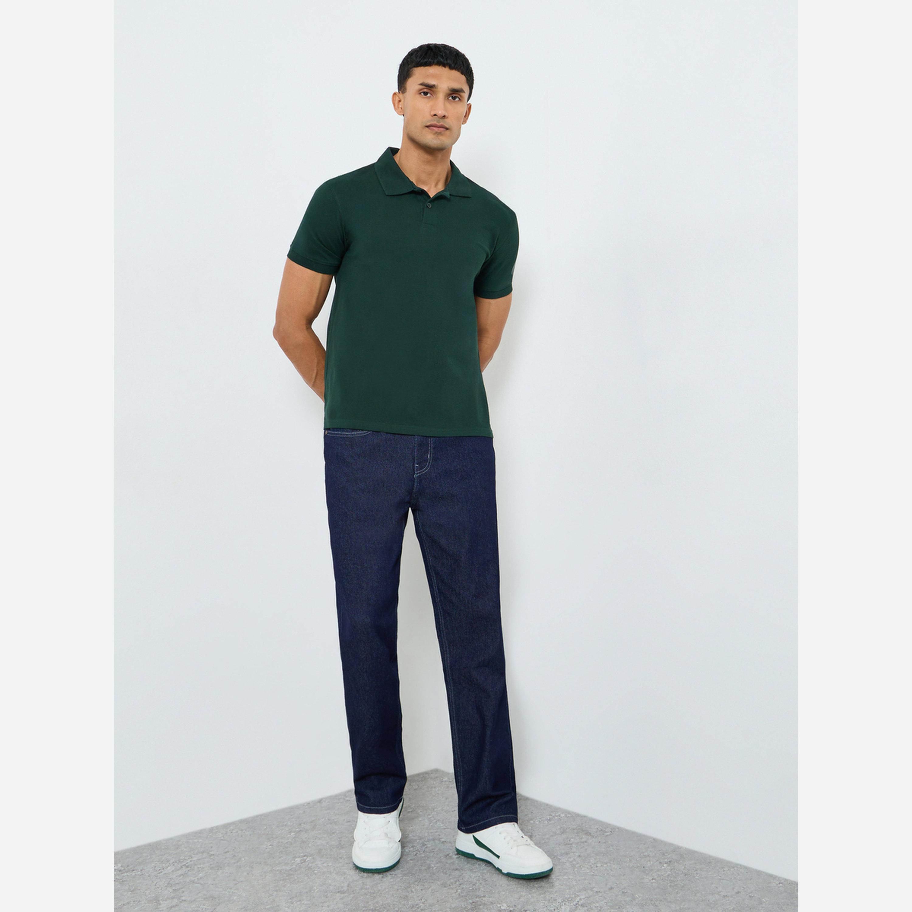 Styli Men Green Cotton Relaxed Fit Polo-men-clothing-tshirtsandpolos-polos-image-2