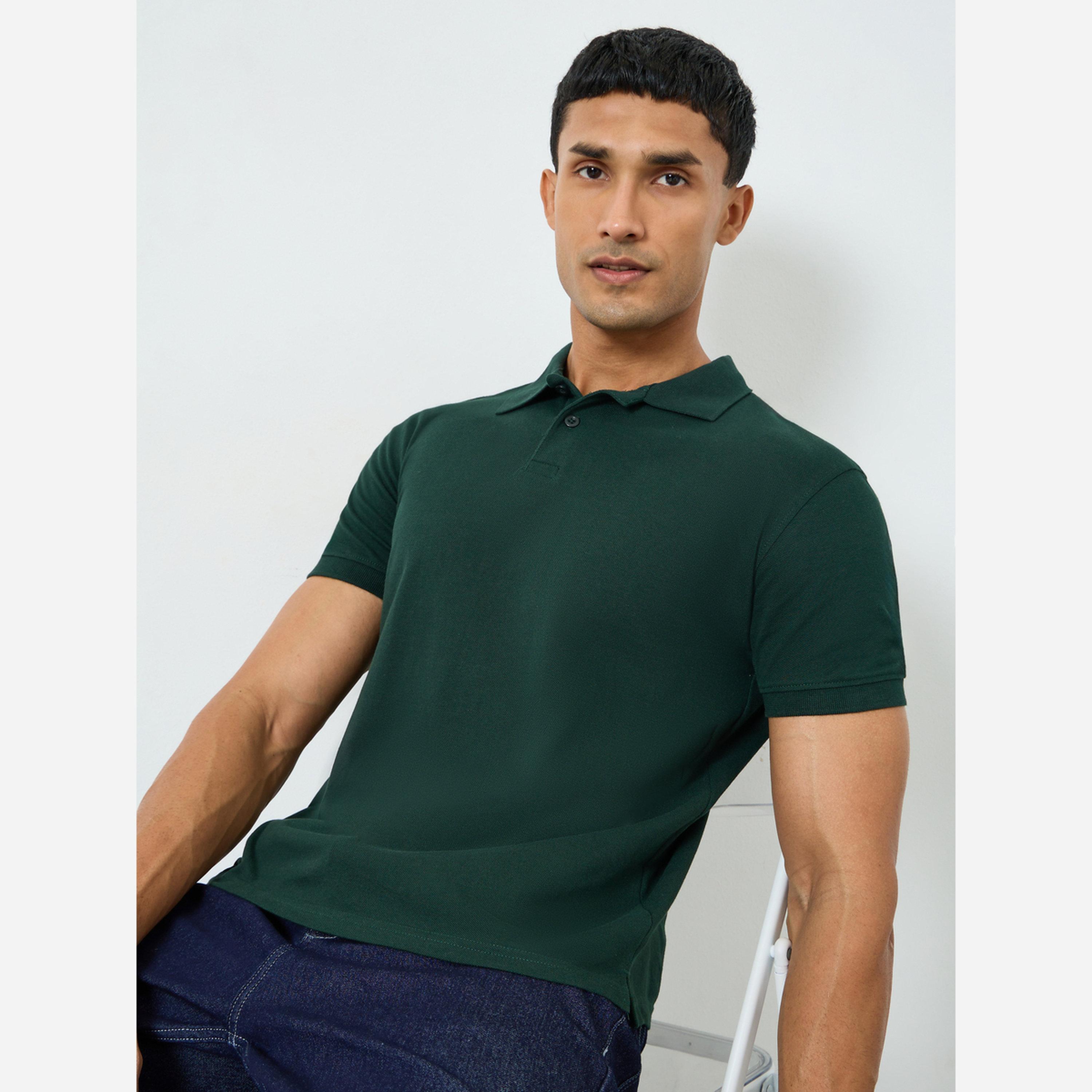 Styli Men Green Cotton Relaxed Fit Polo-men-clothing-tshirtsandpolos-polos-image-3