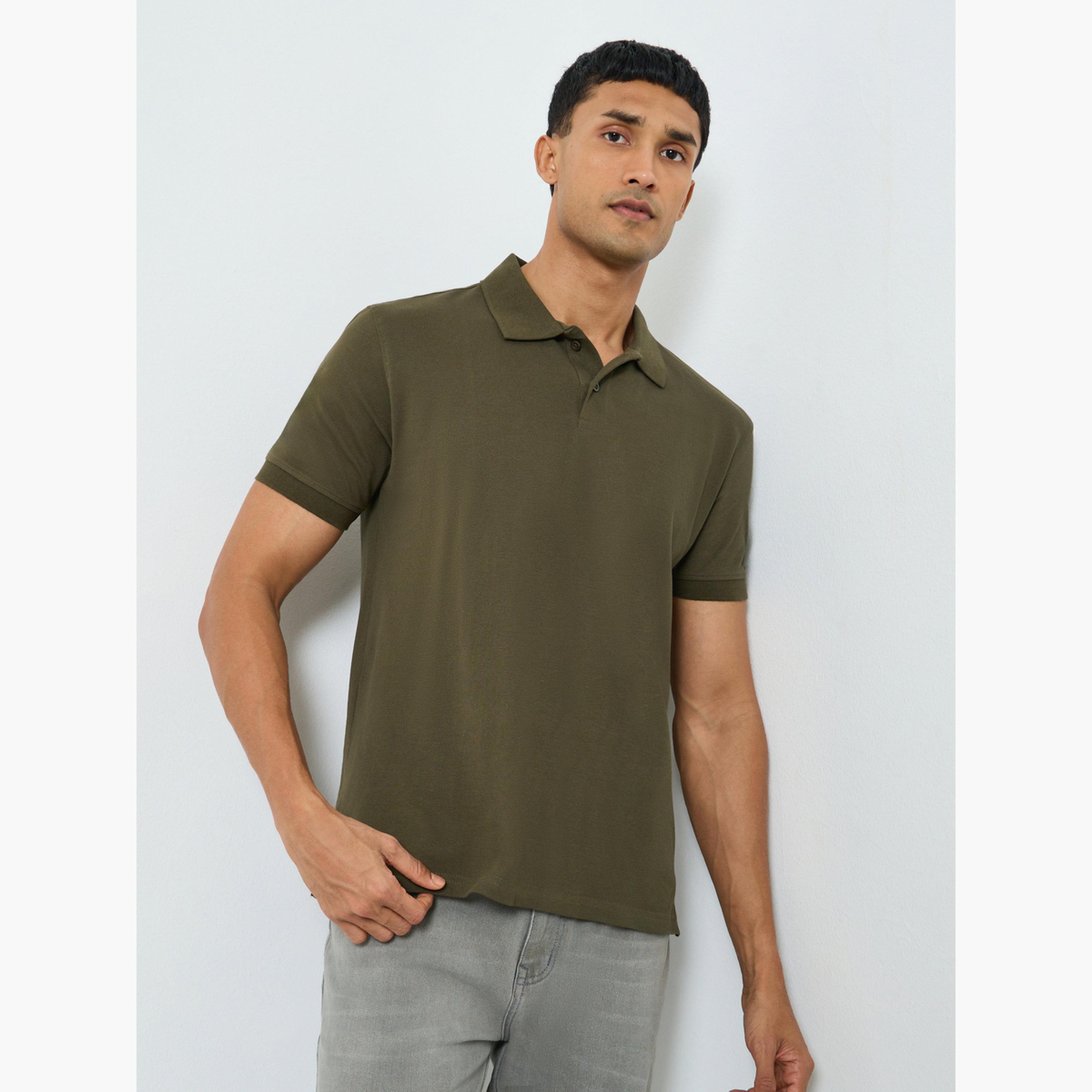 Styli Men Olive Green Relaxed Polo-men-clothing-tshirtsandpolos-polos-image-1