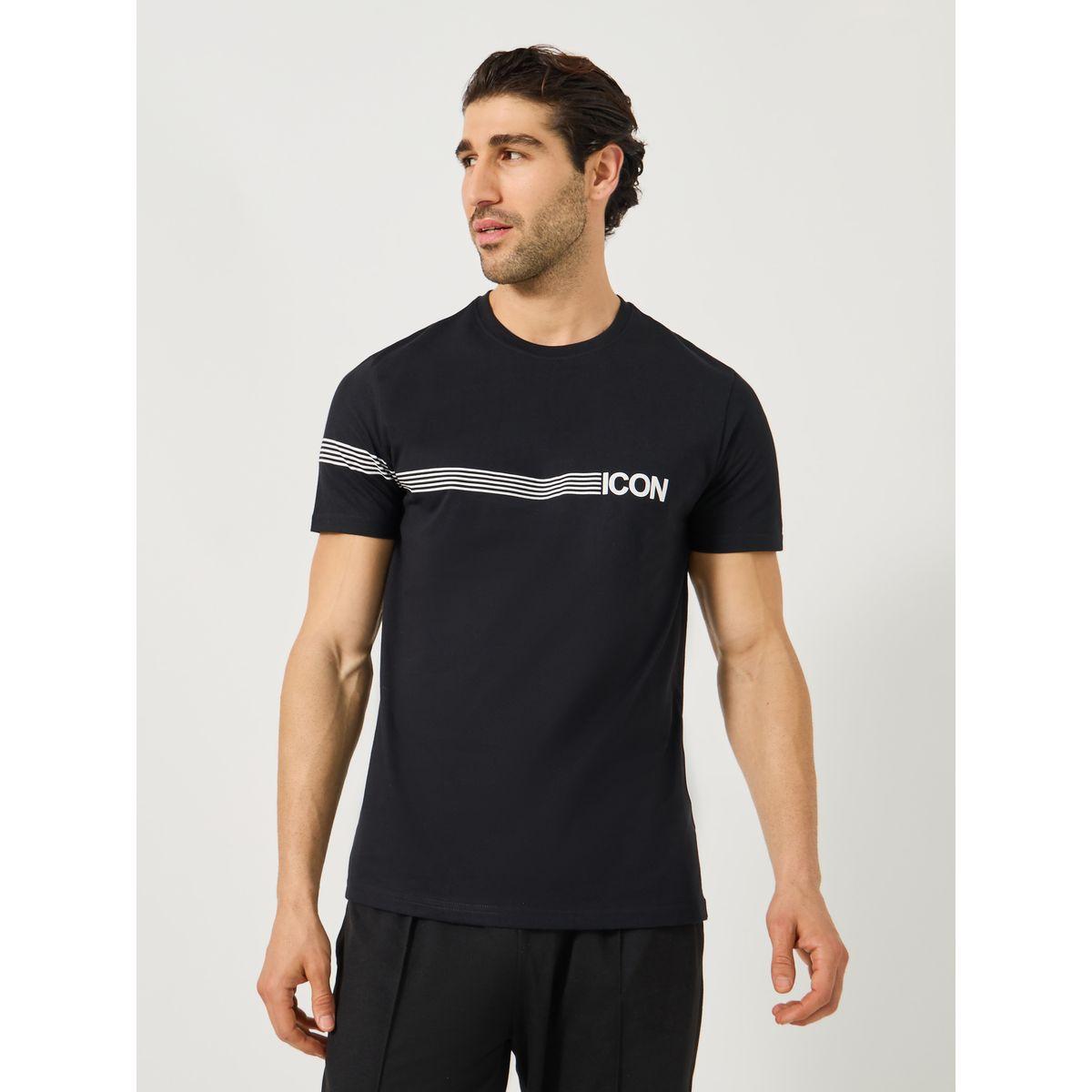 Styli Striped Slogan Print Regular Fit T-Shirt-men-clothing-tshirtsandpolos-tshirts-image-1