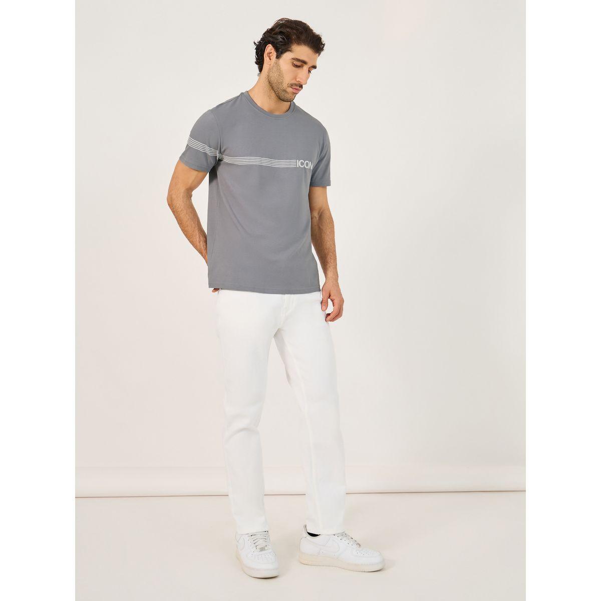 تيشيرت بقصة عادية وطبعة خطوط صغيرة مع كتابة-men-clothing-tshirtsandpolos-tshirts-image-2