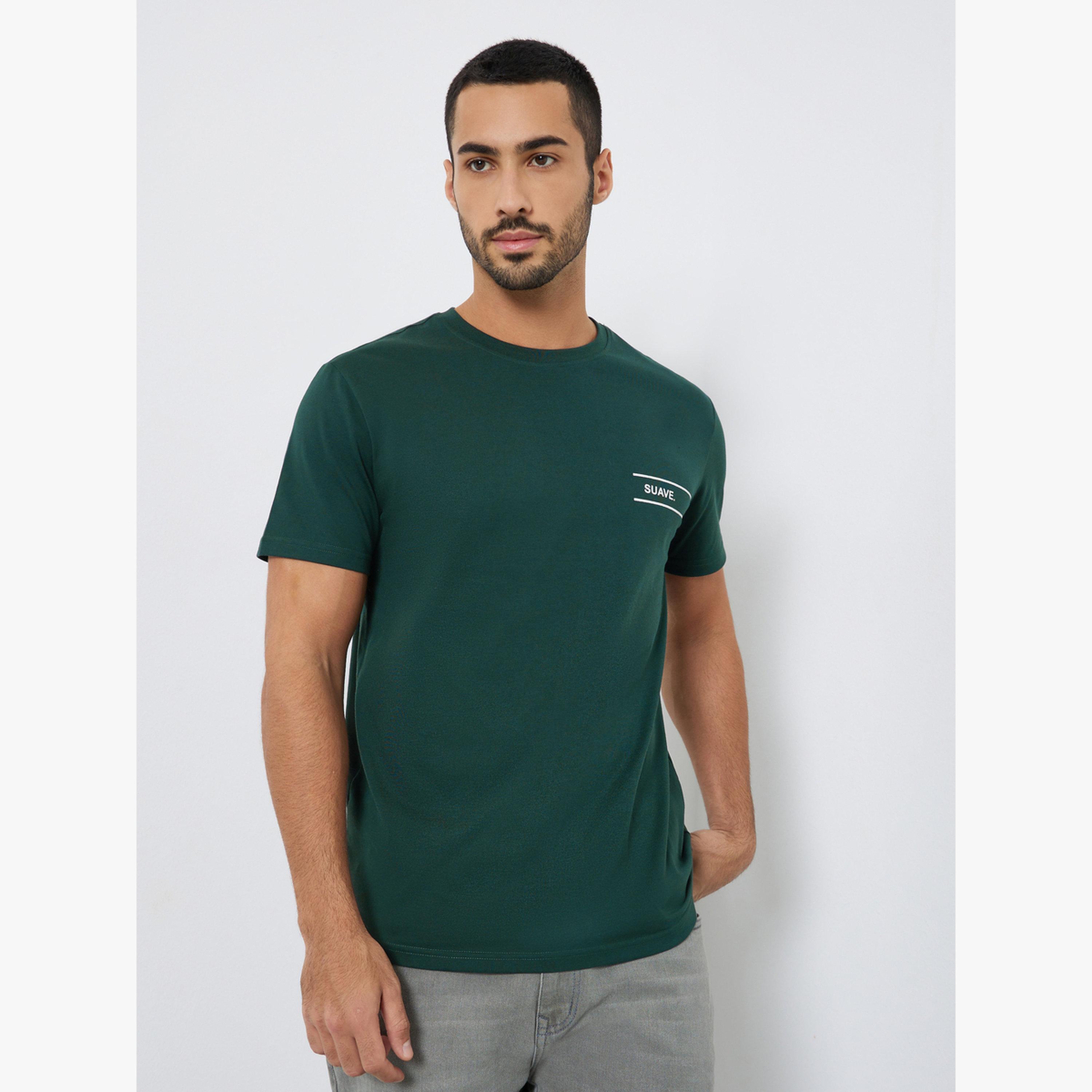 Styli Men Green Minimalist Print Crew Neck T-Shirt-men-clothing-tshirtsandpolos-tshirts-image-1